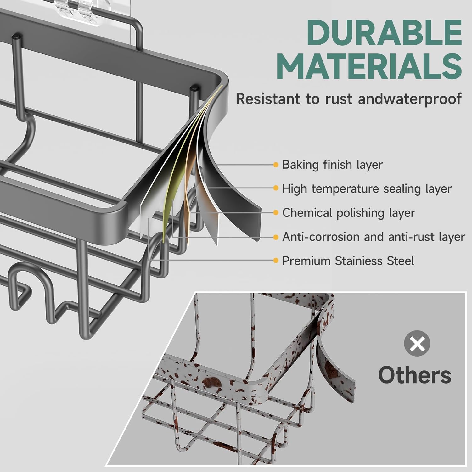 Veken | Shower Caddy | 5-Pack | Gray - aborderproducts