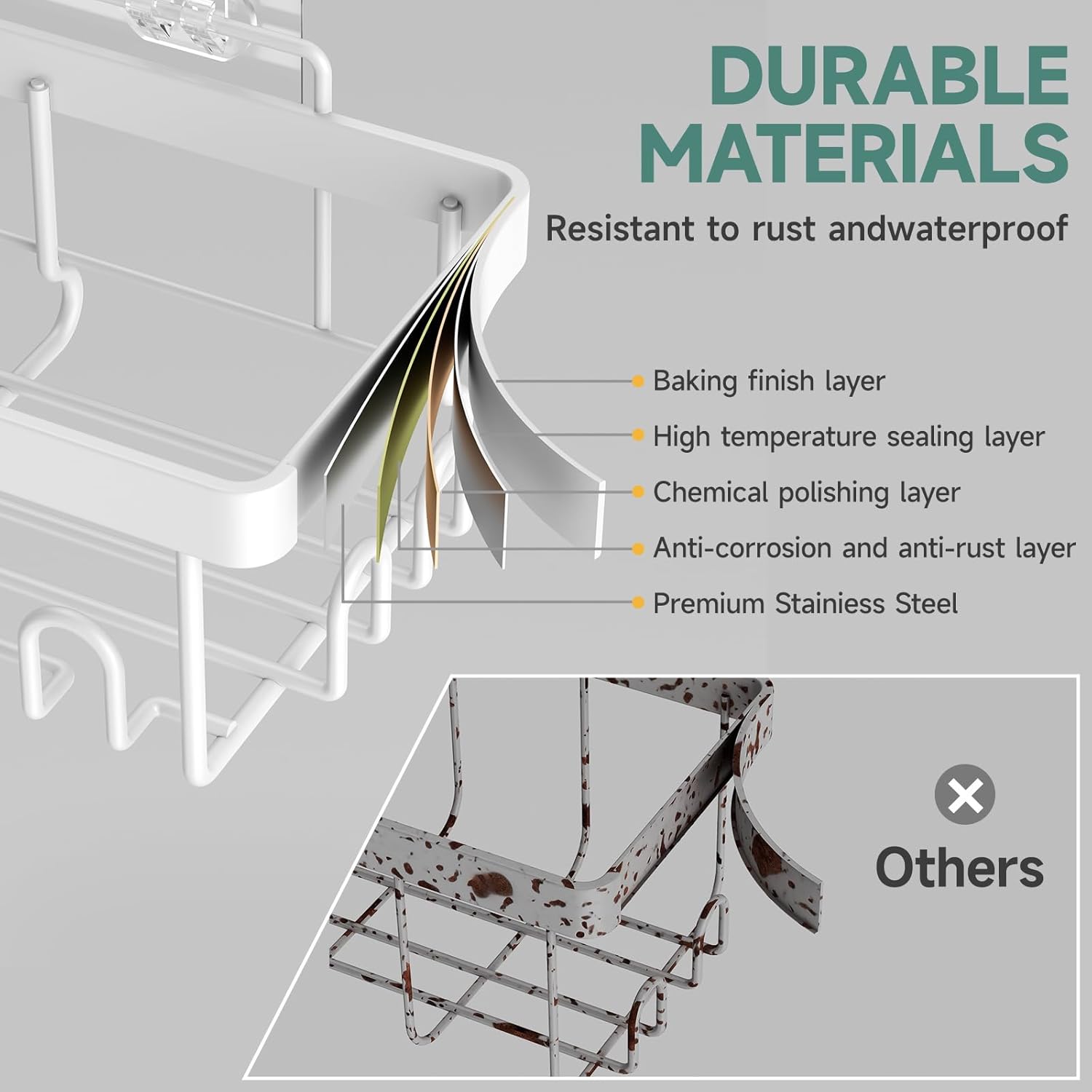Veken | Shower Caddy | 5-Pack | White - aborderproducts