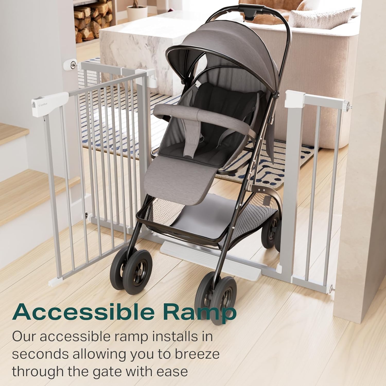 Cumbor | Safety Gate | 29.7-46"W x 30.5"H | Gray - aborderproducts