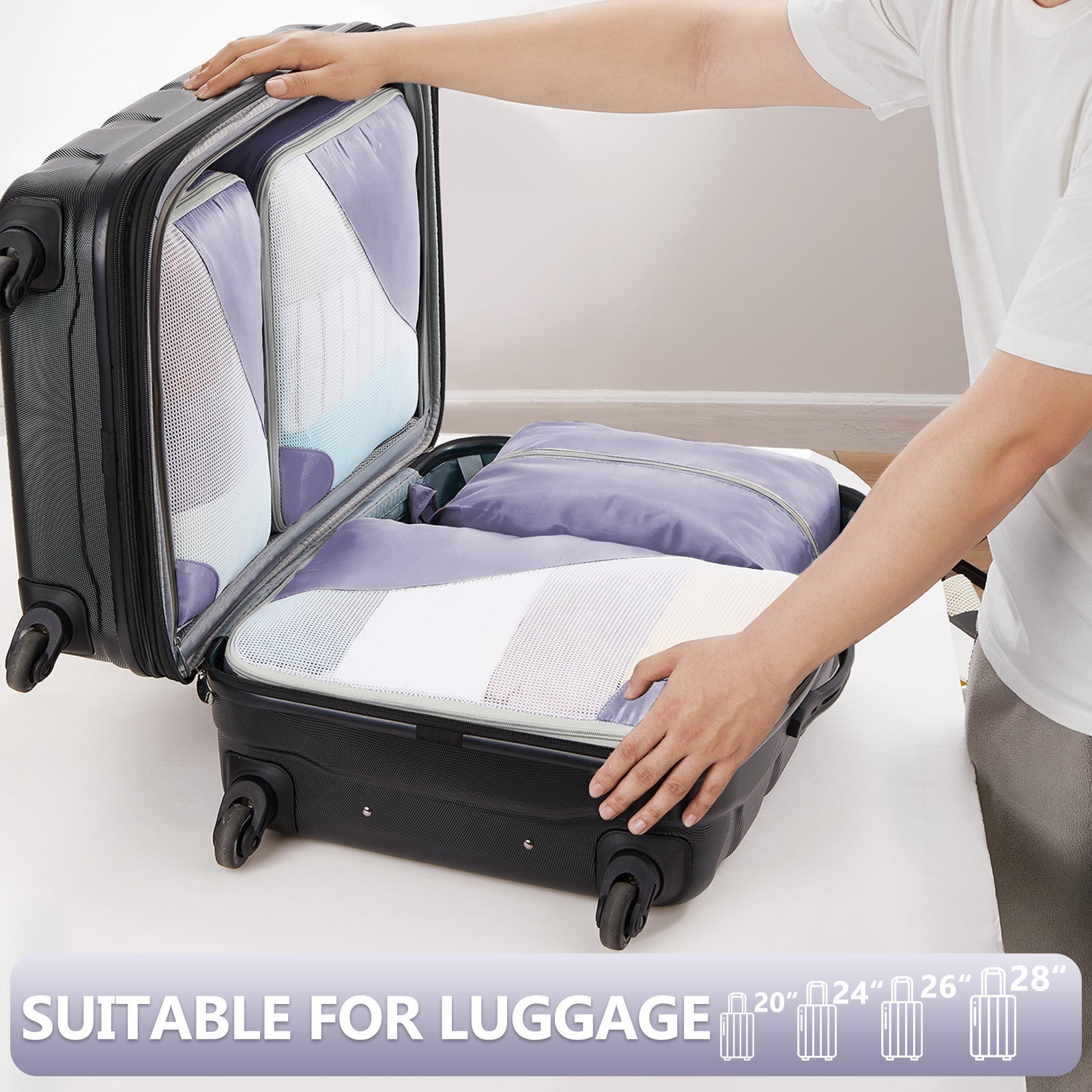OlarHike | Packing Cubes | 8 Set (Short-Term Trip) | Purple Gray - aborderproducts