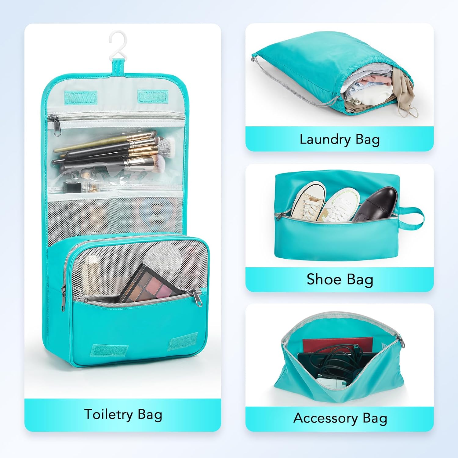 OlarHike | Compression Packing Cubes | 10 Sets | Cyan - aborderproducts