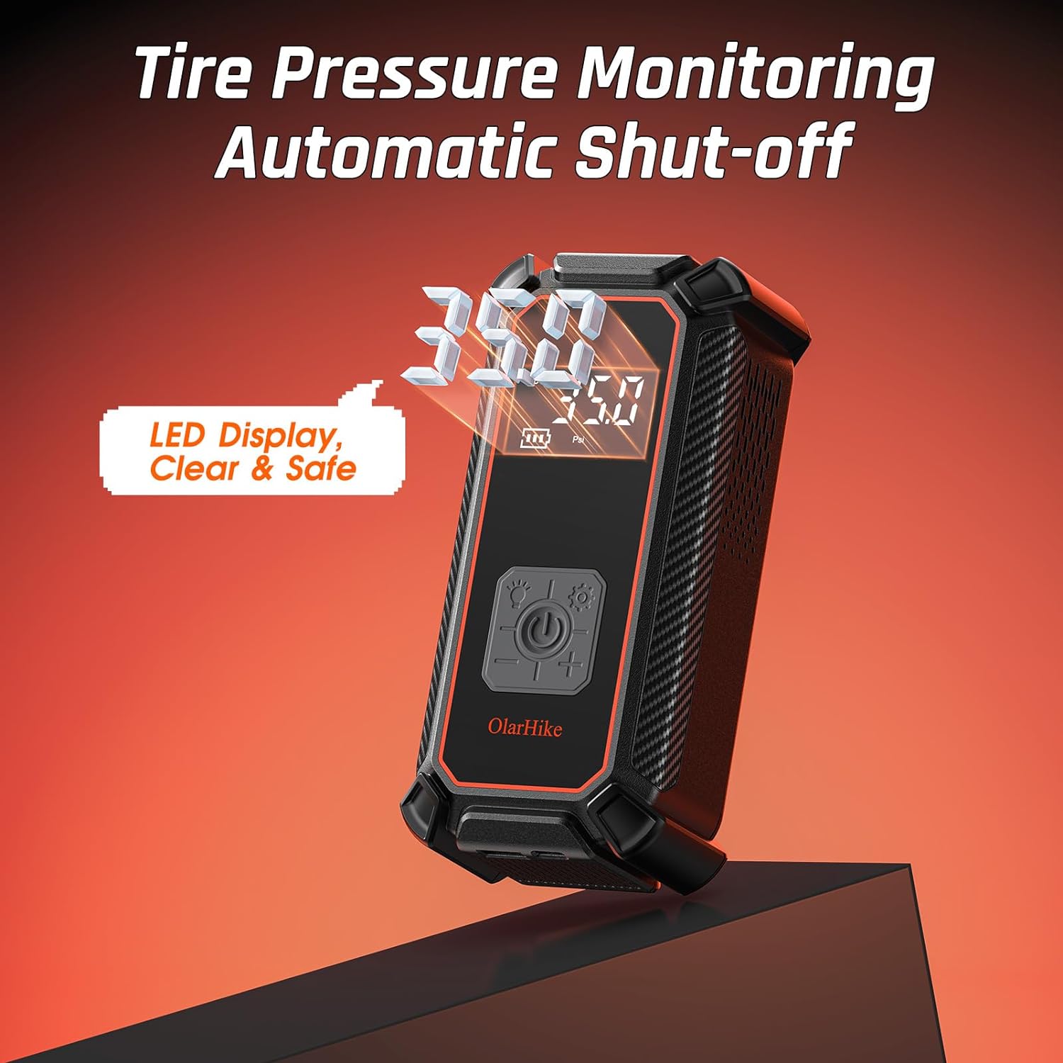 Change title: OlarHike Cordless Electric Tire Inflator Portable Air Compressor, Auto Air Pump for Car Tires,SUV,Bicycle, Bike,motorcycle,ball, Tire Inflator with Digital Pressure Gauge, Smart Pump with LED Light, Gray - aborderproducts