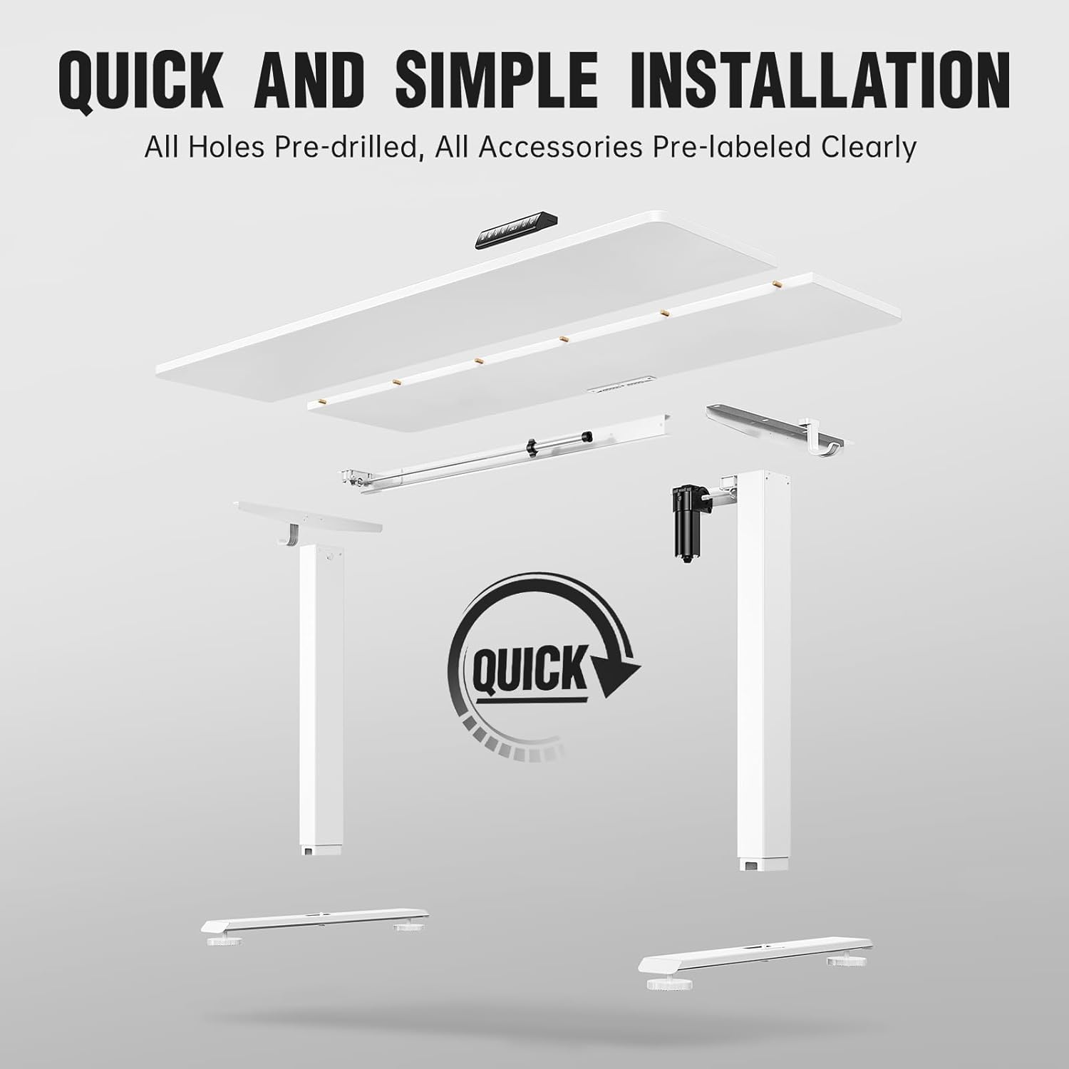 Veken | A2 Electric Standing Desk | 55 Inch | White - aborderproducts