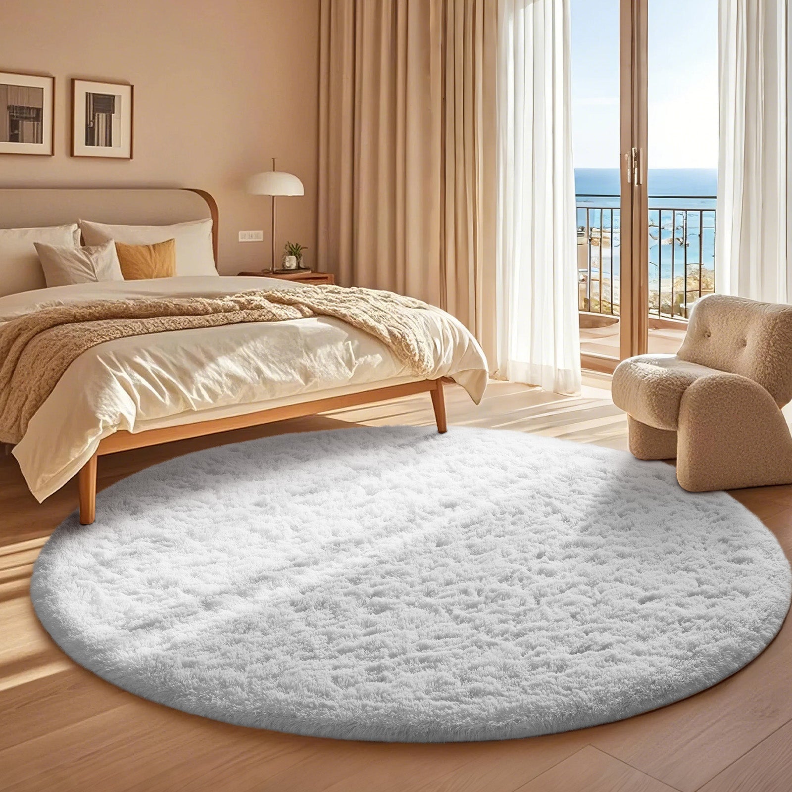 Ophanie | Round Rug | 6 Ft | White - aborderproducts