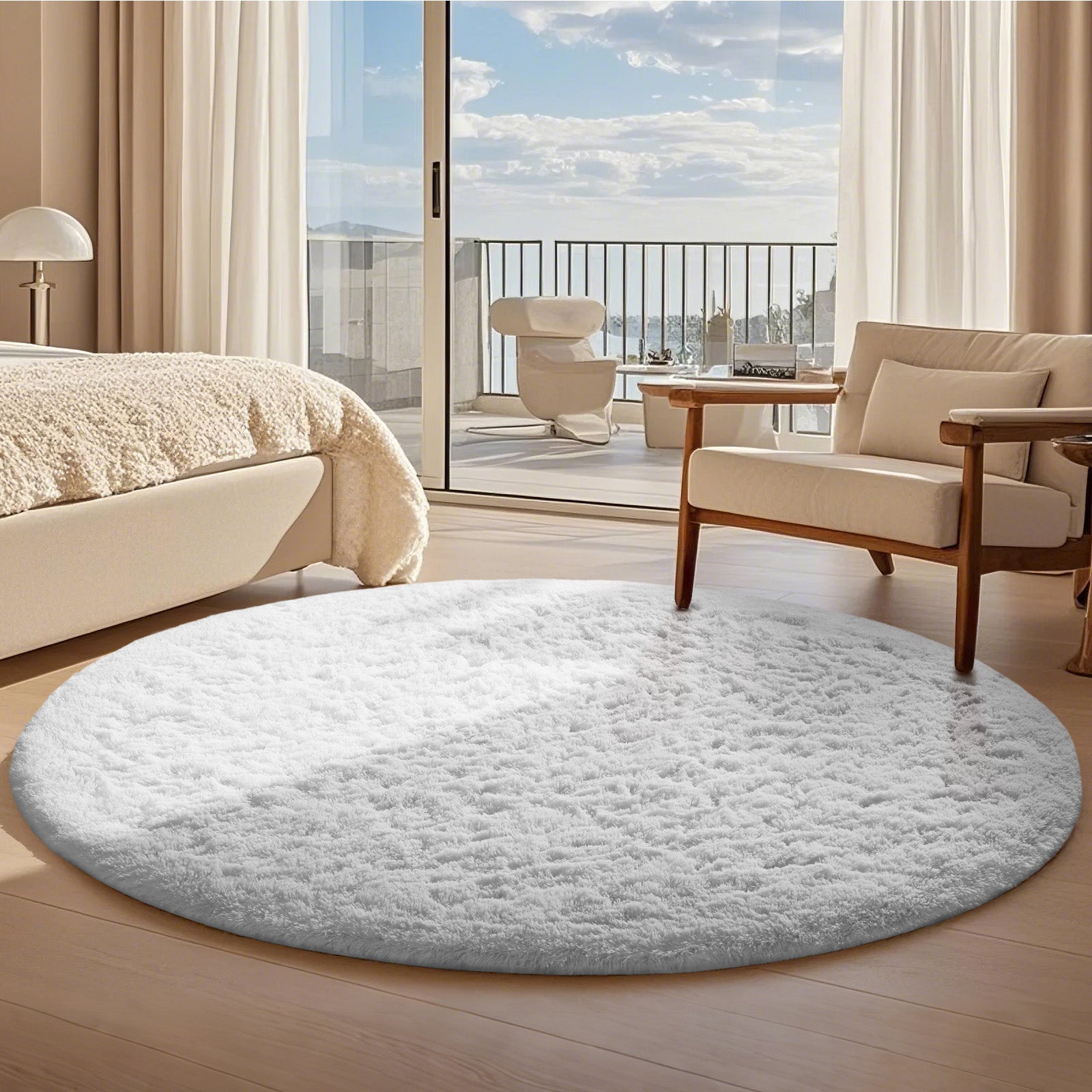 Ophanie | Round Rug | 7 Ft | White - aborderproducts