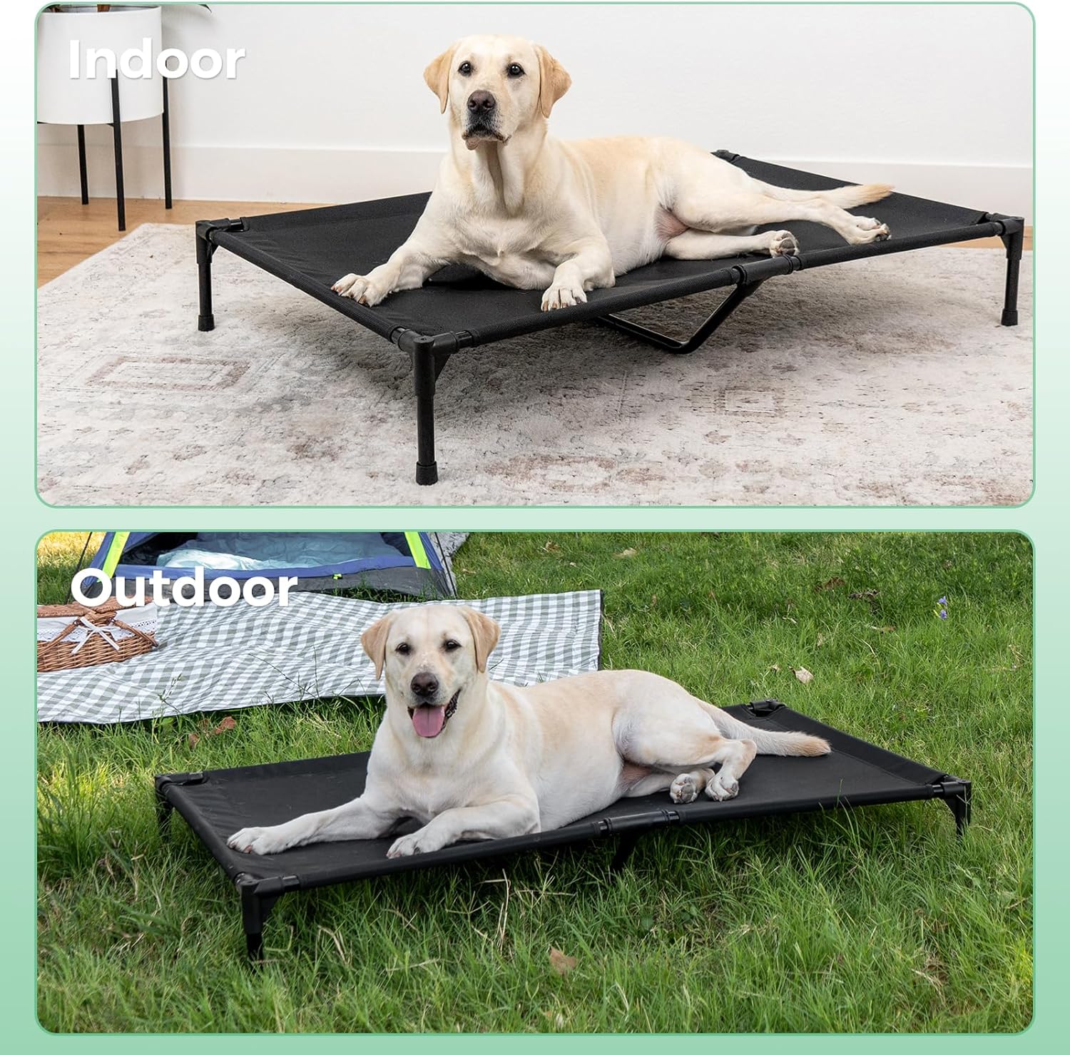 OhGeni | Elevated Dog Bed | 50 inches | XL | Black - aborderproducts