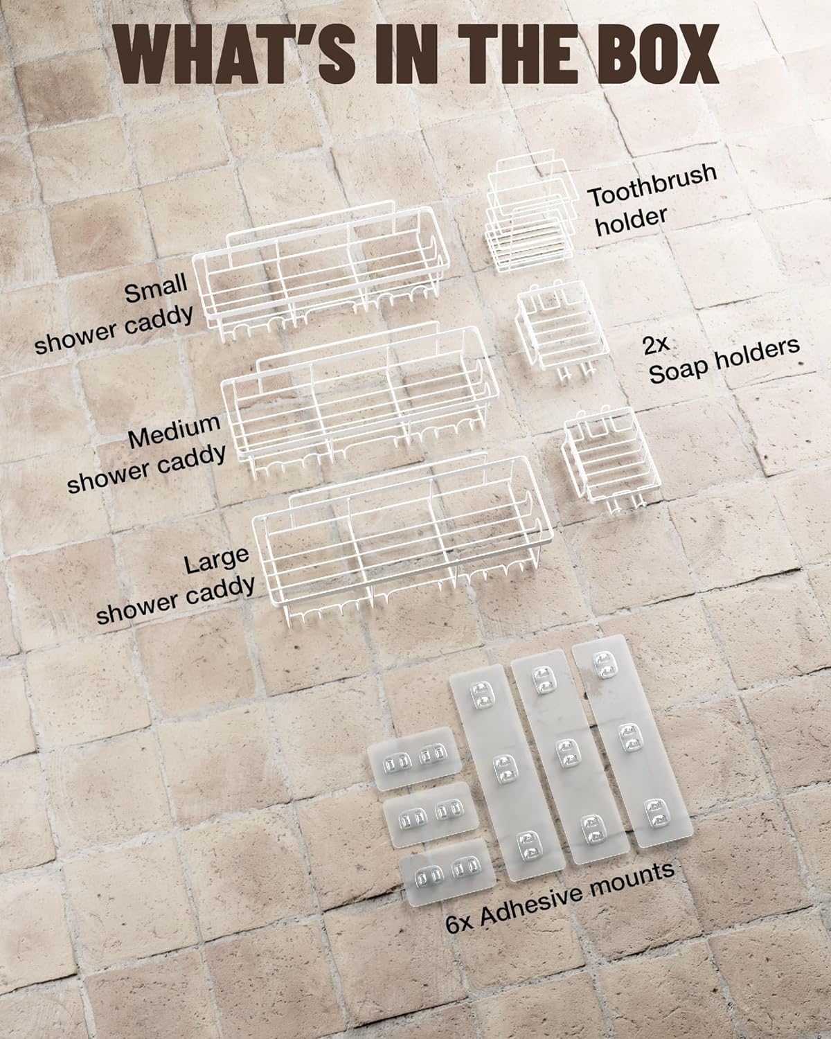 Shower Caddy |6-Pack |White | Veken - aborderproducts