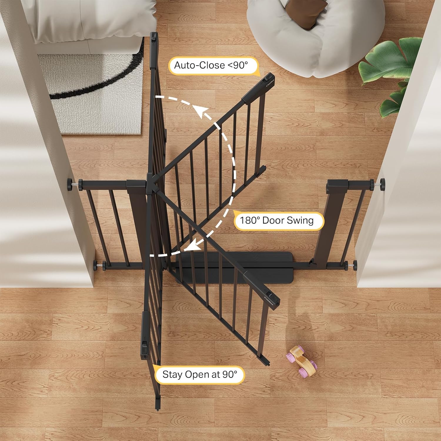 Cumbor Baby Gate | Dog Gate | 29.7-40.6"W x 30.5"H | Black - aborderproducts