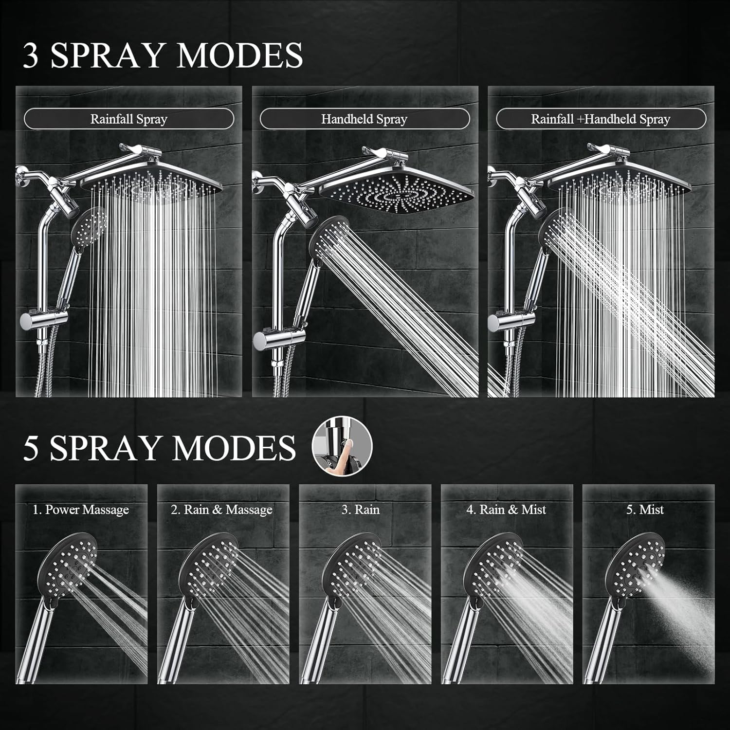 Veken | Shower Head Combo| 12inch | Silver Chrome - aborderproducts