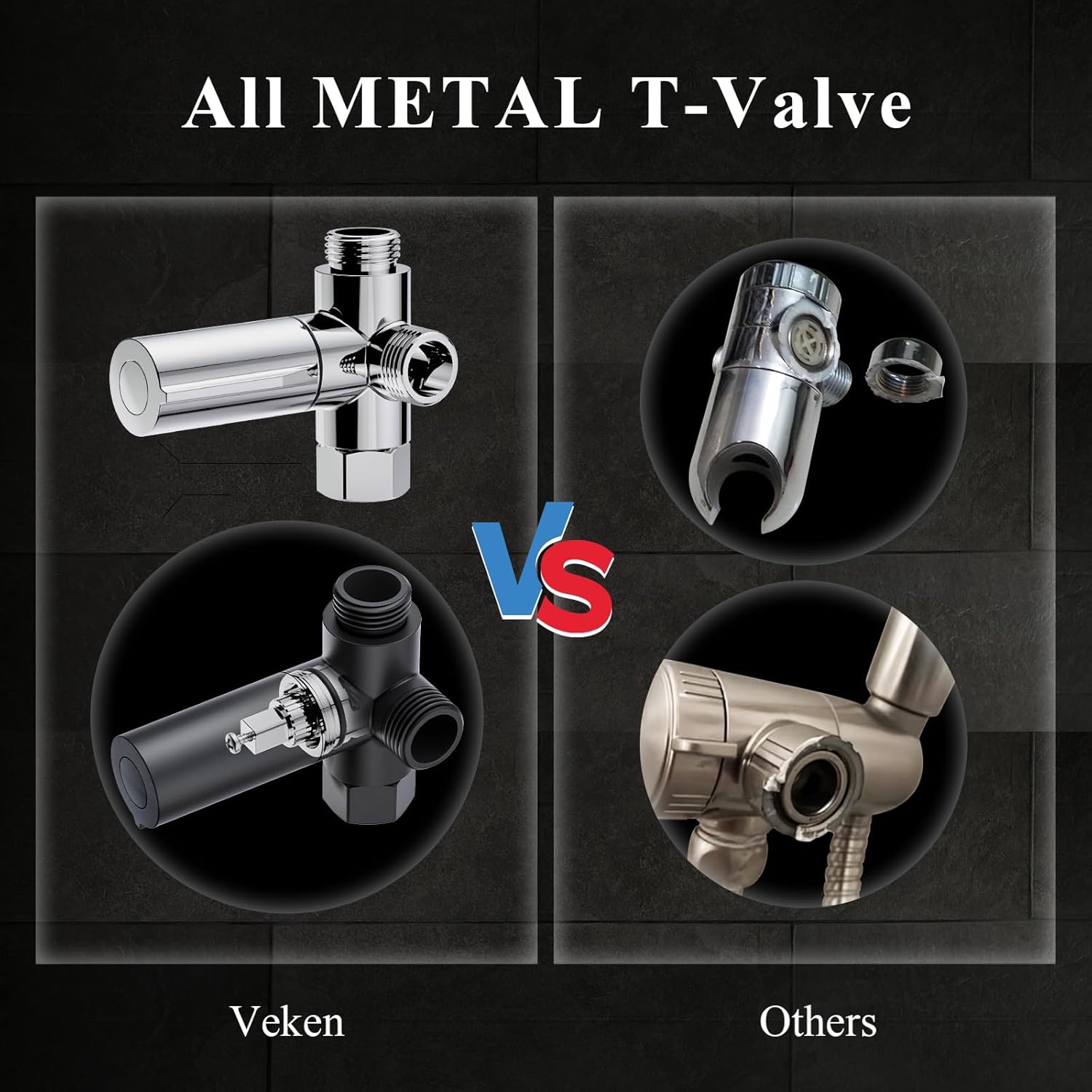 Veken | Shower Head | 9 Inch | Combo | Wide Square | Chrome - aborderproducts