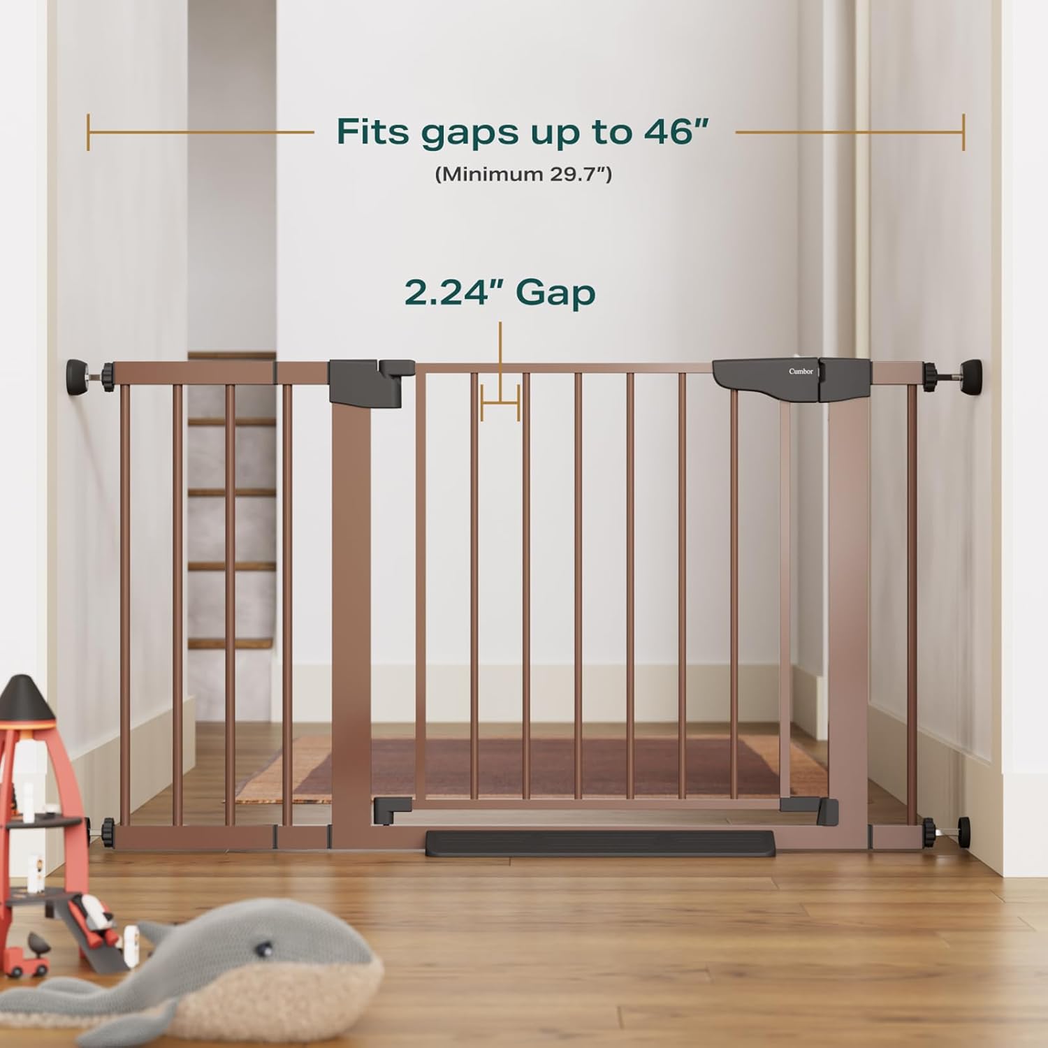 CUMBOR | SAFETY GATE | 29.7-46"W X 30.5"H | BROWN - aborderproducts