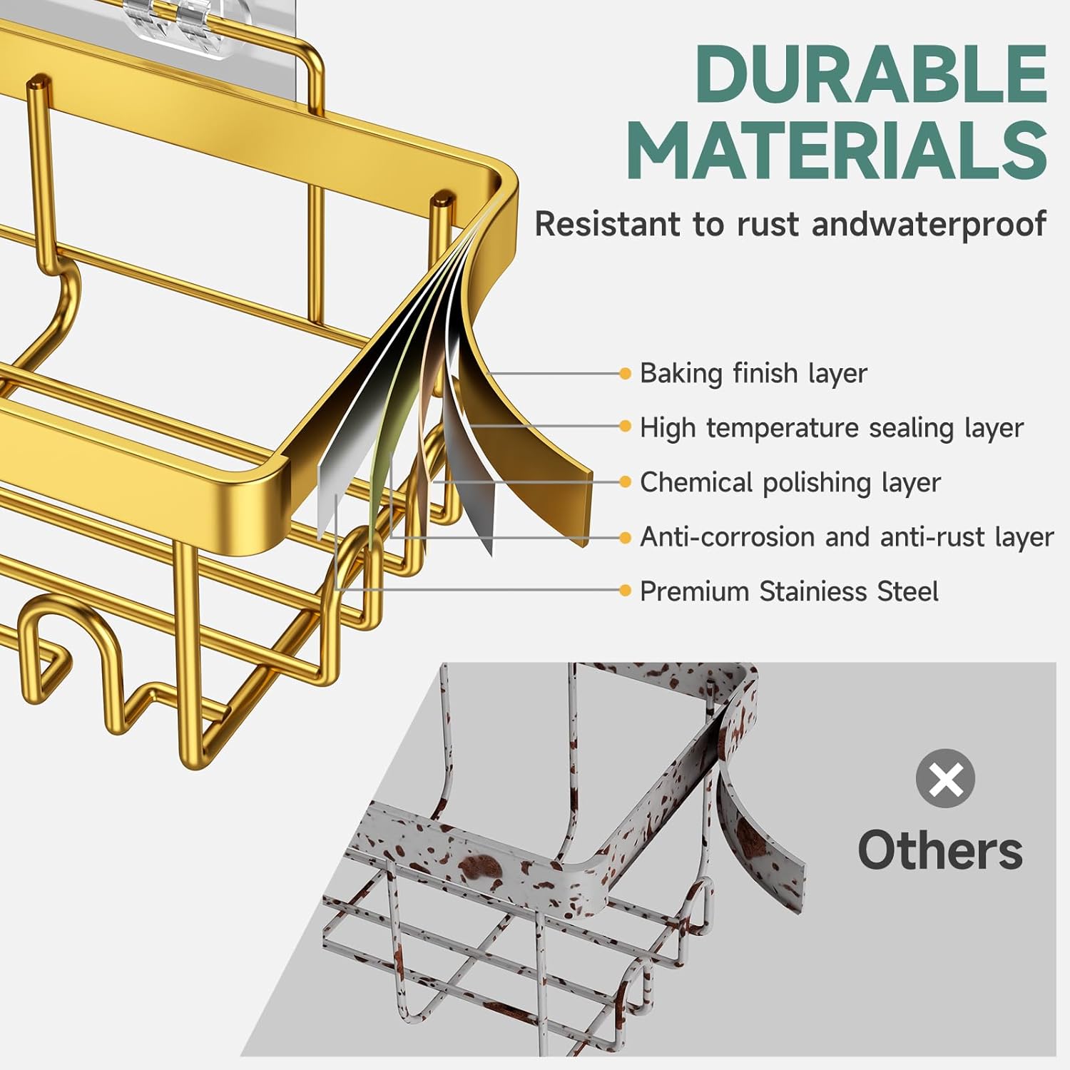 Veken | Shower Caddy | 5-Pack | Gold - aborderproducts