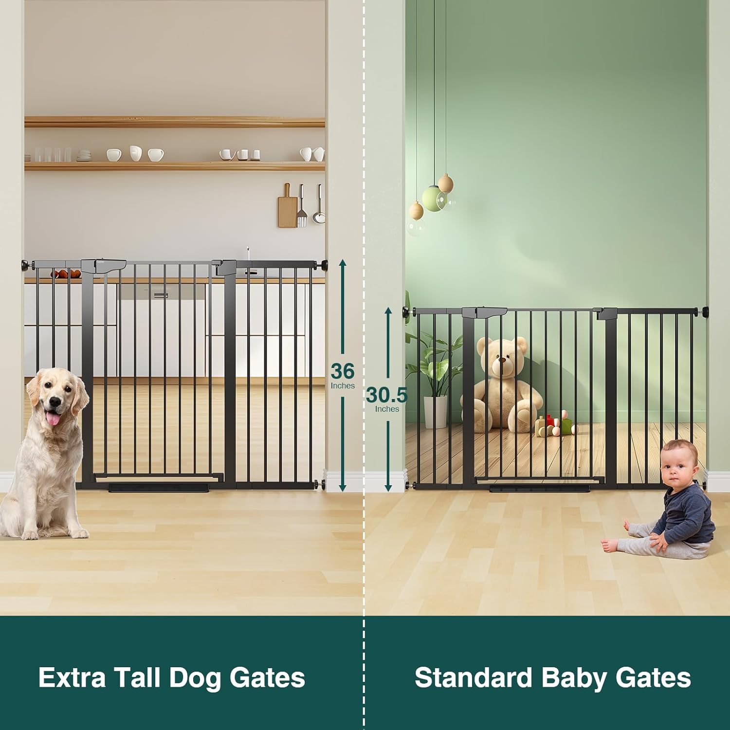 CUMBOR | SAFETY GATE | 29.7-54.2"W x 36"H | BLACK - aborderproducts