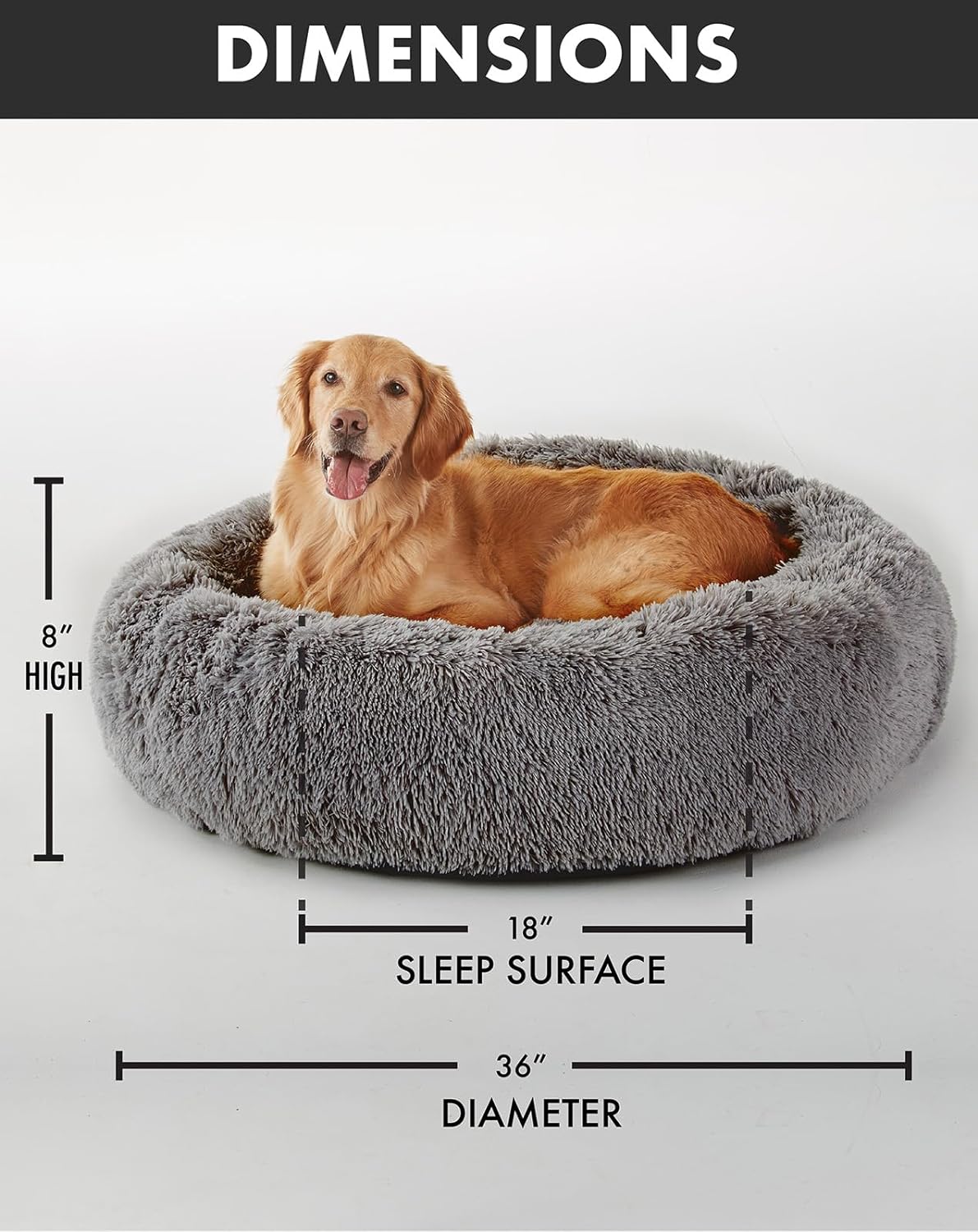 Calming Donut Bed for Dogs and Cats| X-Large (36 x 36 x 8 Inch)|Dark Gray|OhGeni - aborderproducts