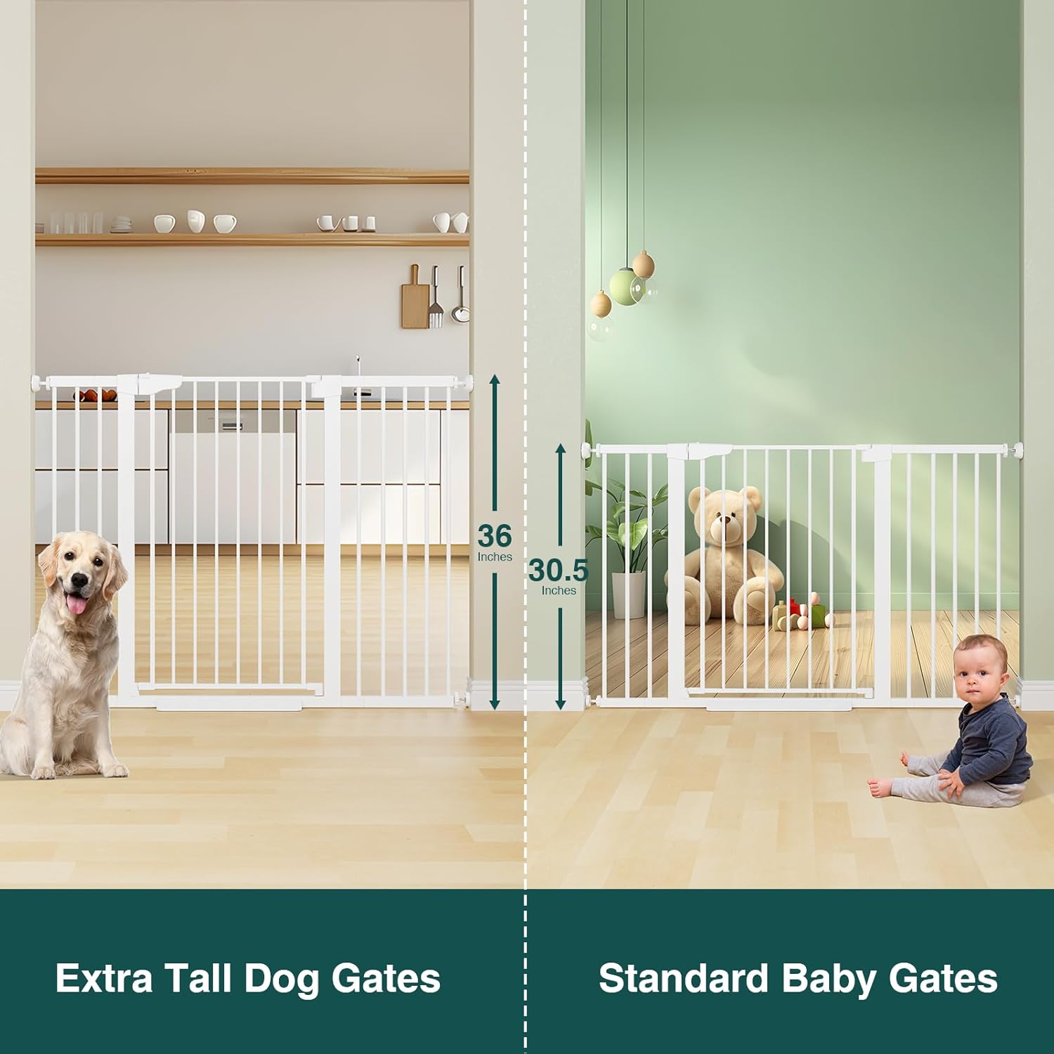 CUMBOR | SAFETY GATE | 29.7-54.2"W x 36"H | WHITE - aborderproducts
