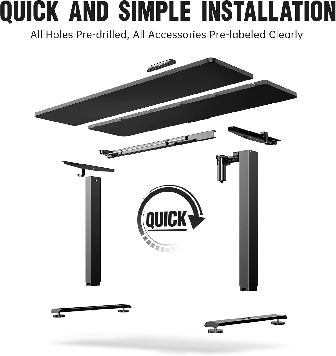 Veken | A2 Electric Standing Desk | 55 Inch | Black - aborderproducts