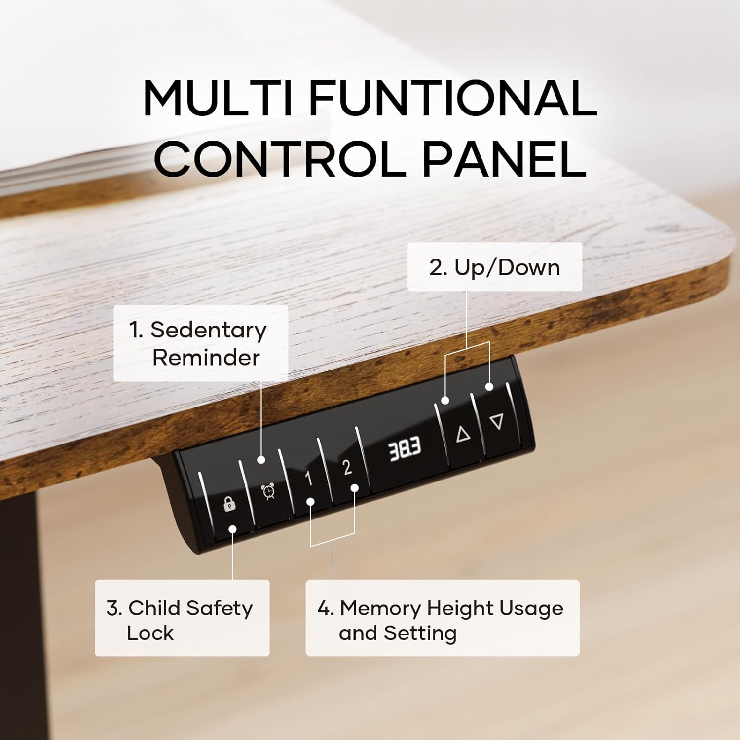Veken | Electric Standing Desk | 63 Inch | Brown - aborderproducts