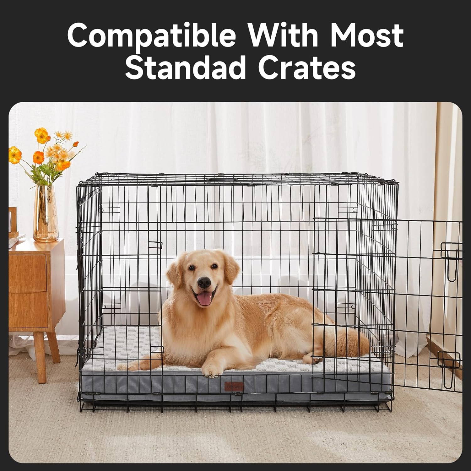 OhGeni | Dog Bed | Checkerboard Fabric | 41 Inches | Gray - aborderproducts