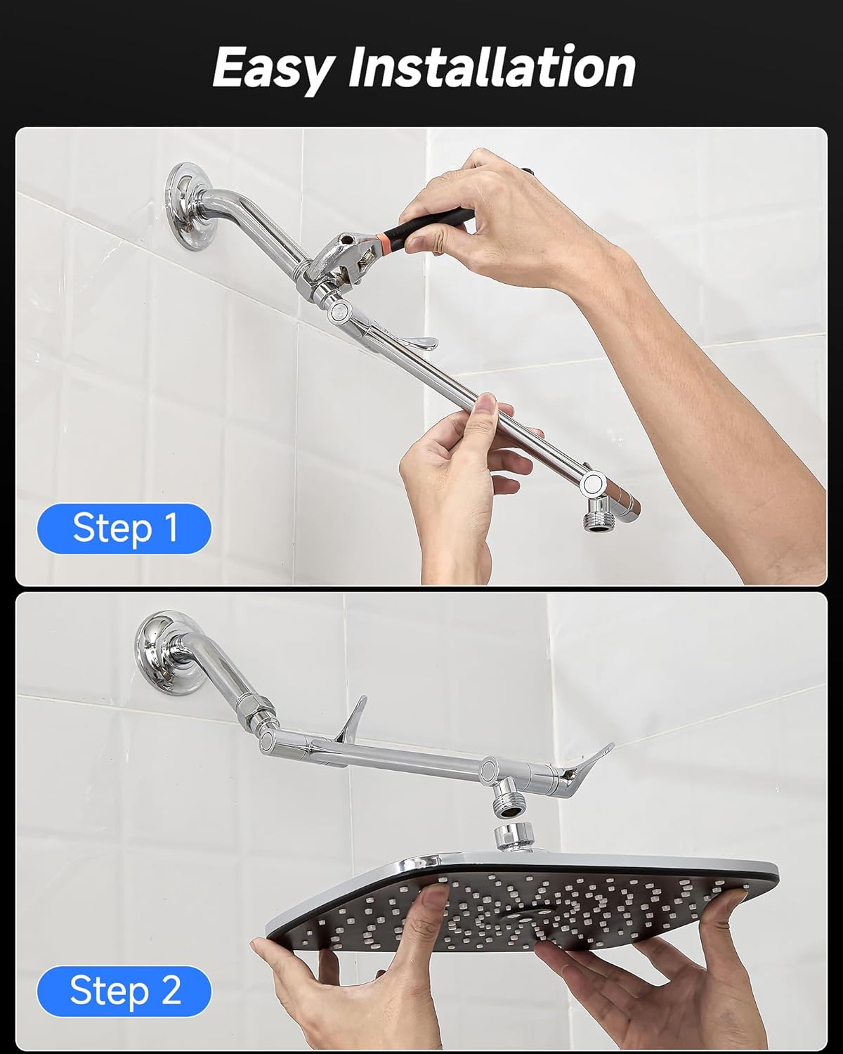 Veken | Rain Shower Head | Matte Black | 2.5gpm - aborderproducts