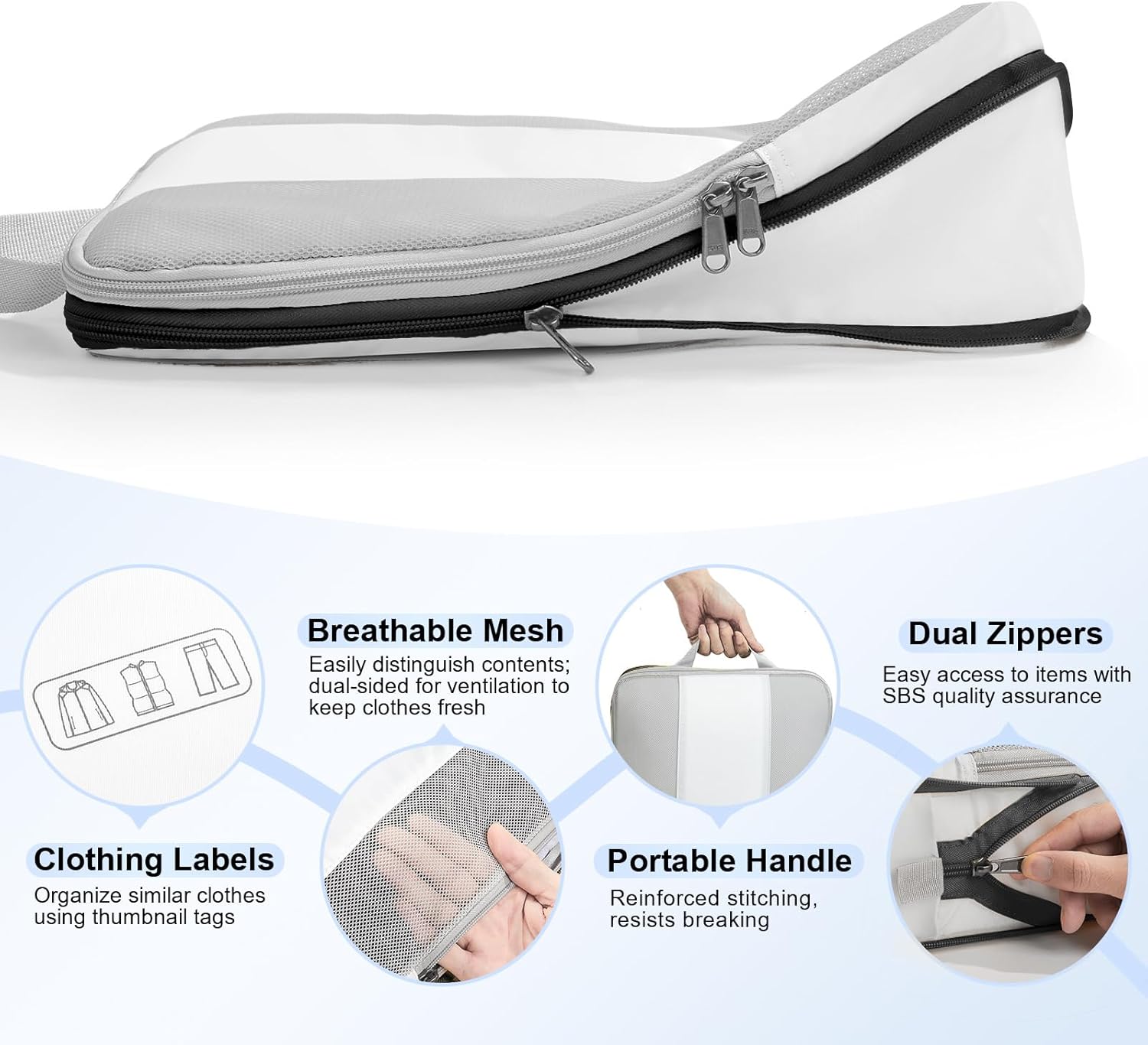 OlarHike | Compression Packing Cubes | 10 Sets | White - aborderproducts