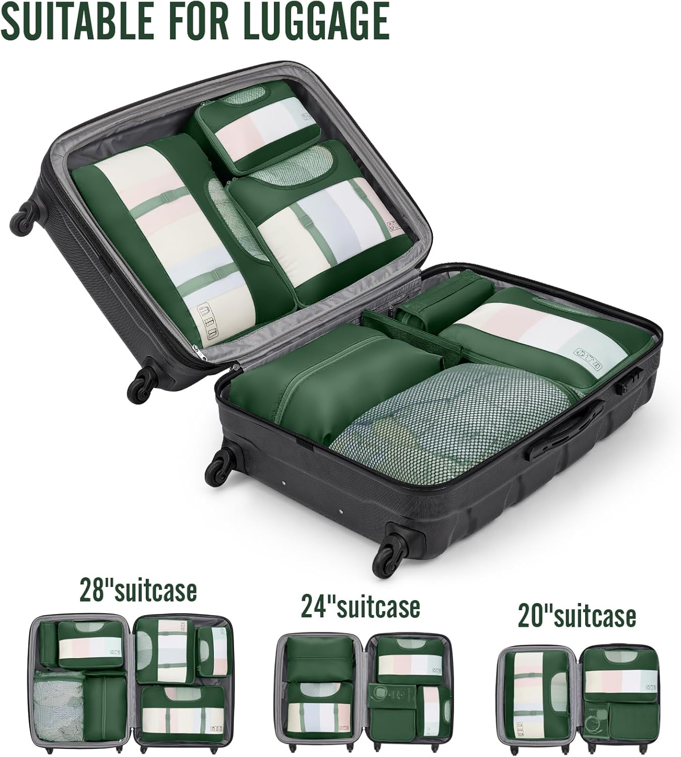 Veken | 10 Set | Packing Cube | Jungle Green - aborderproducts