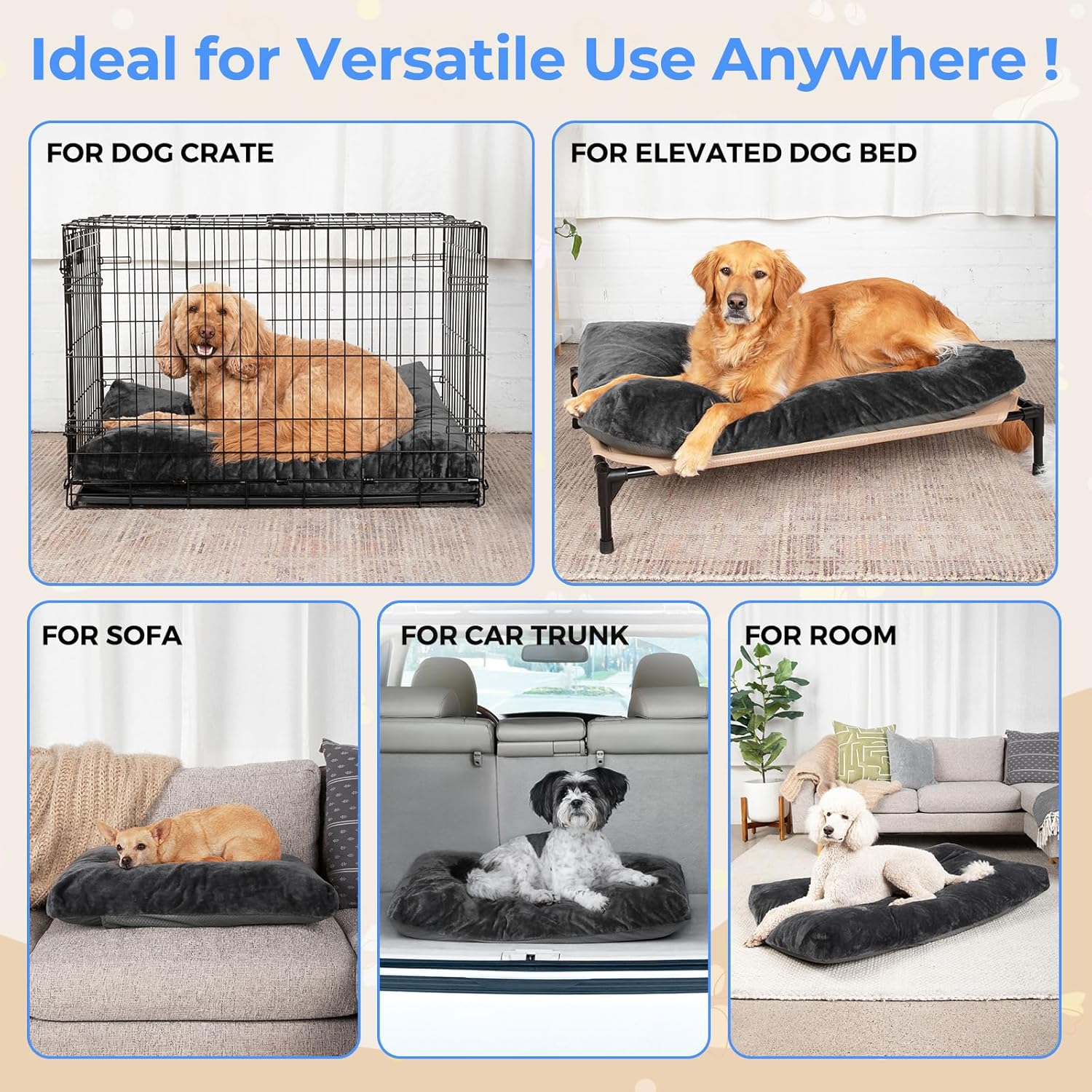 OhGeni | Plush Pet Bed | 41inch | Grey - aborderproducts