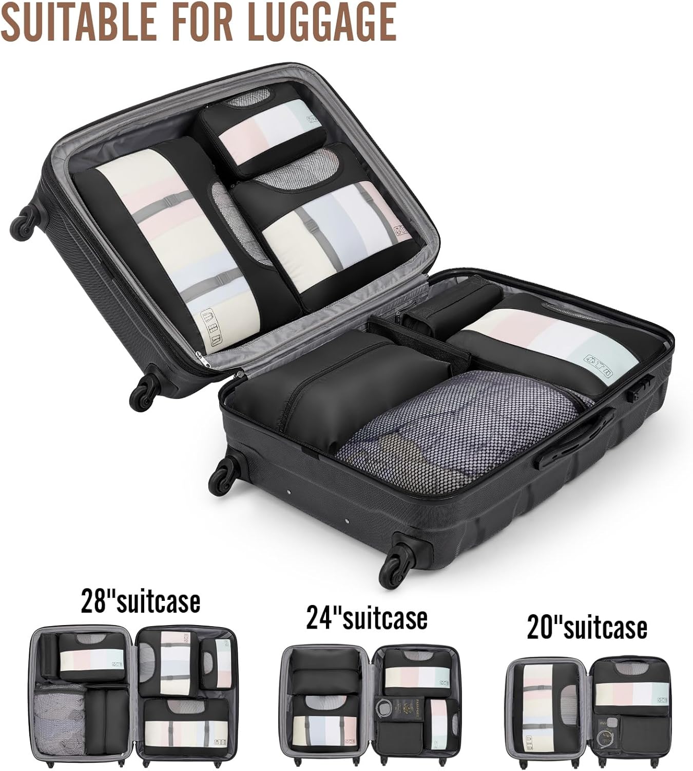 Veken | 10 Set | Packing Cube | Black - aborderproducts