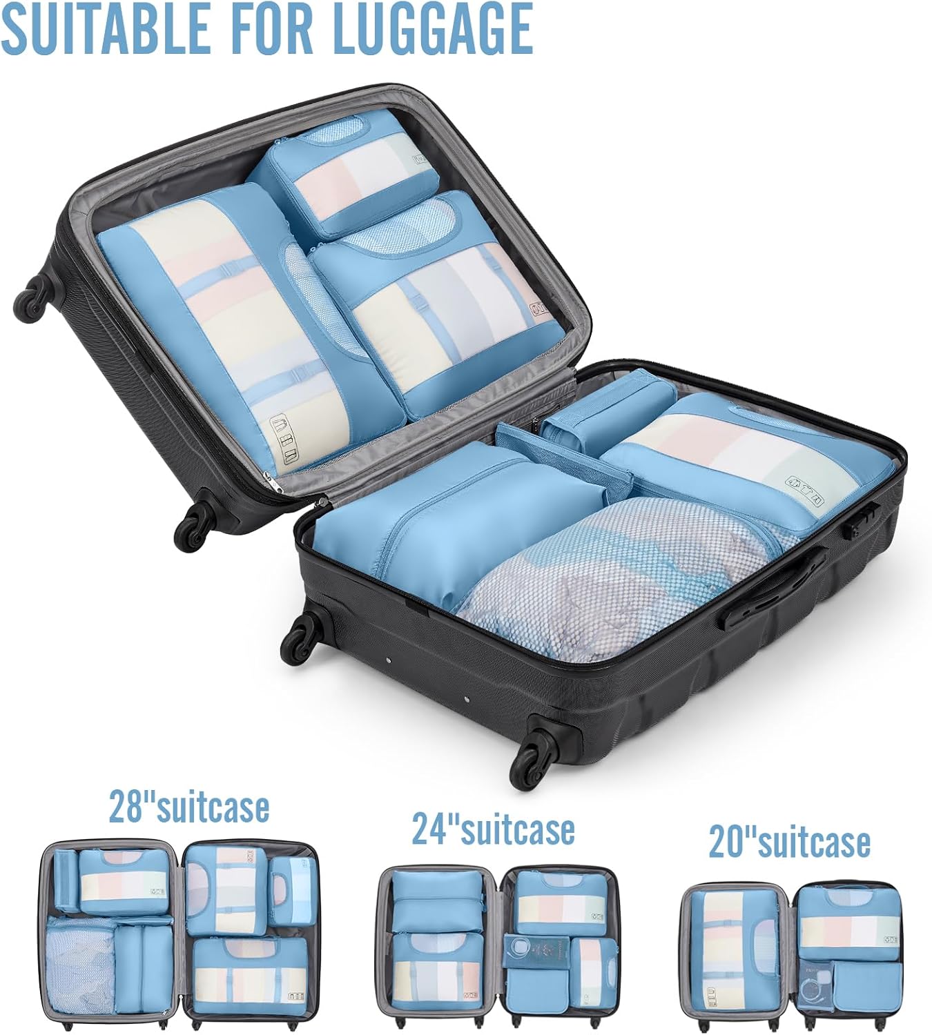 Veken | 10 Set | Packing Cube | Mist Blue - aborderproducts
