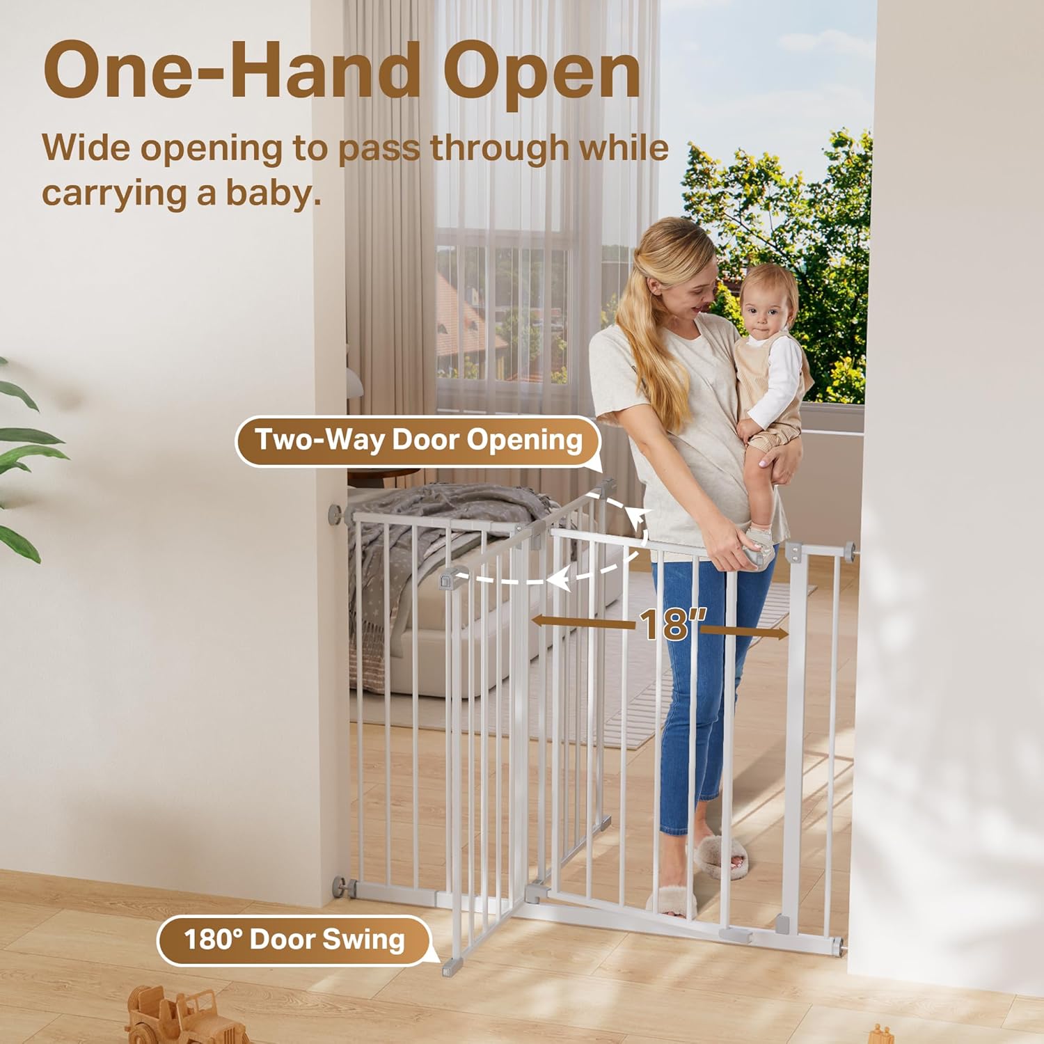 InnoTruth | Baby Gate | 28.9-42.1" | 30" Tall | White - aborderproducts