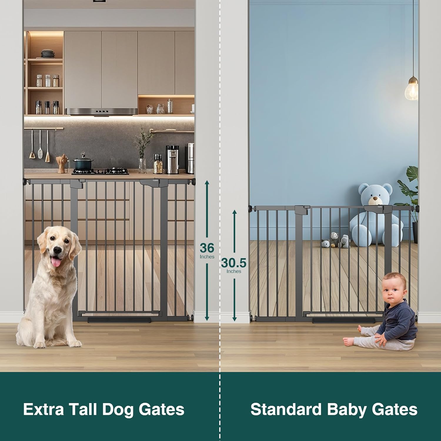 Cumbor | Safety Gate | 29.7-48"W x 36"H | Black - aborderproducts
