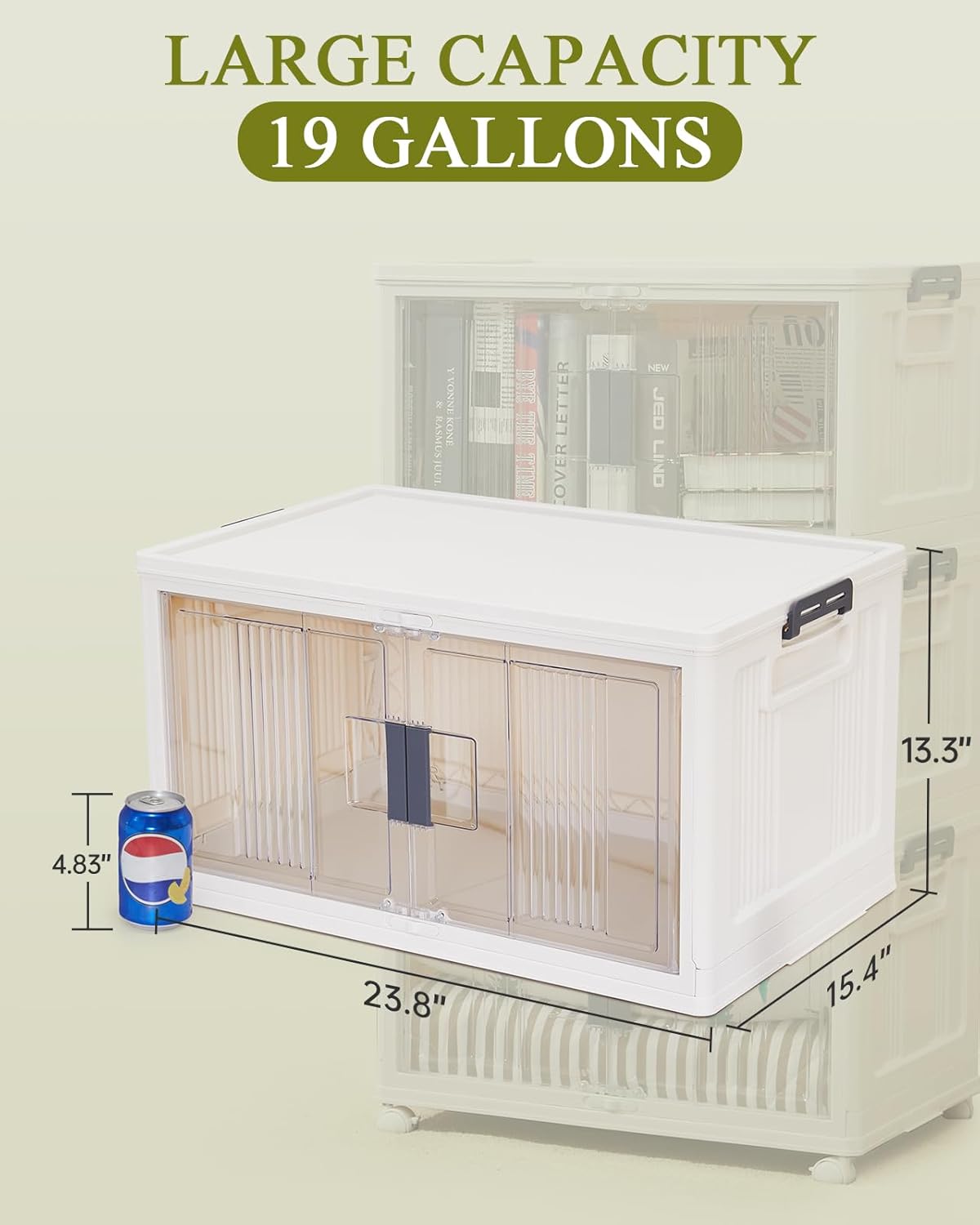 OlarHike | Storage Bins | 76QT | 3 Pack | Warm Gray - aborderproducts