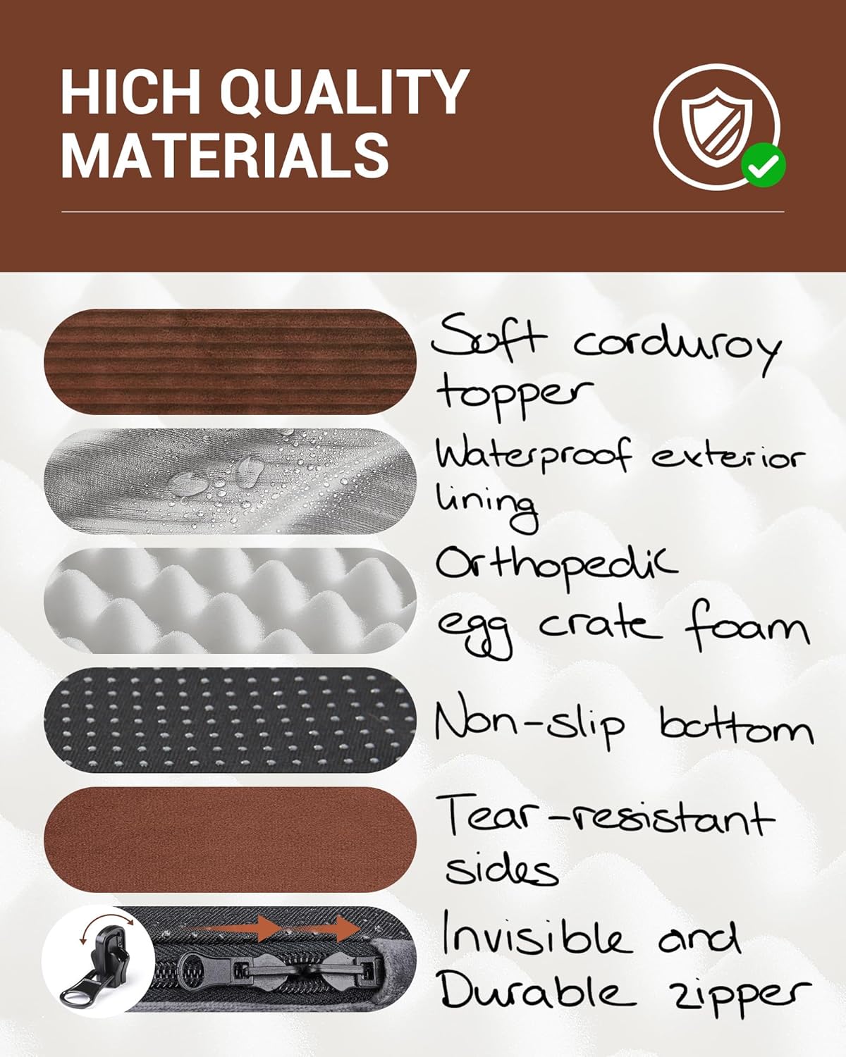 OhGeni | Dog Bed | 35 Inch | Brown - aborderproducts
