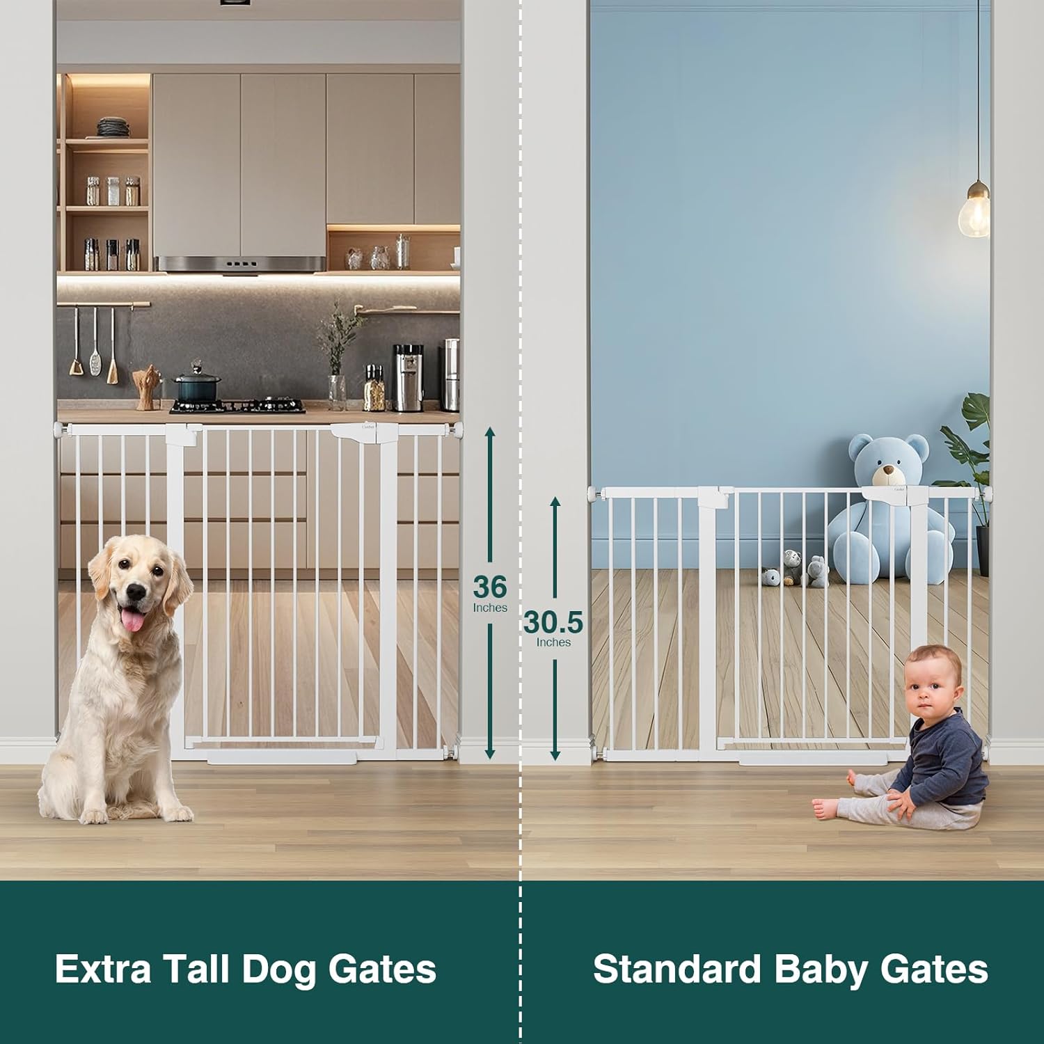 Cumbor | Safety Gate | 29.7-48"W x 36"H | White - aborderproducts