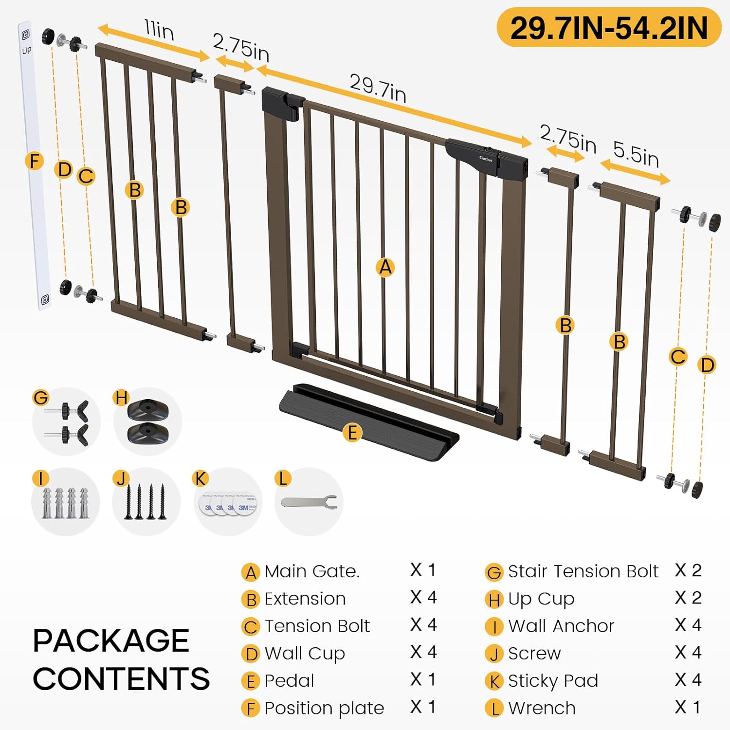 CUMBOR | SAFETY GATE | 29.7-54.2 x 30.5" | Brown - aborderproducts
