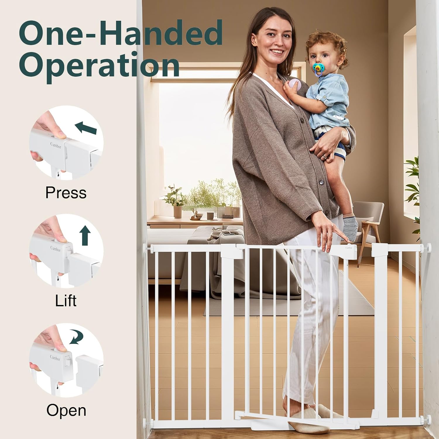 Cumbor | Safety Gate | 29.7-48"W x 30.5"H | White - aborderproducts