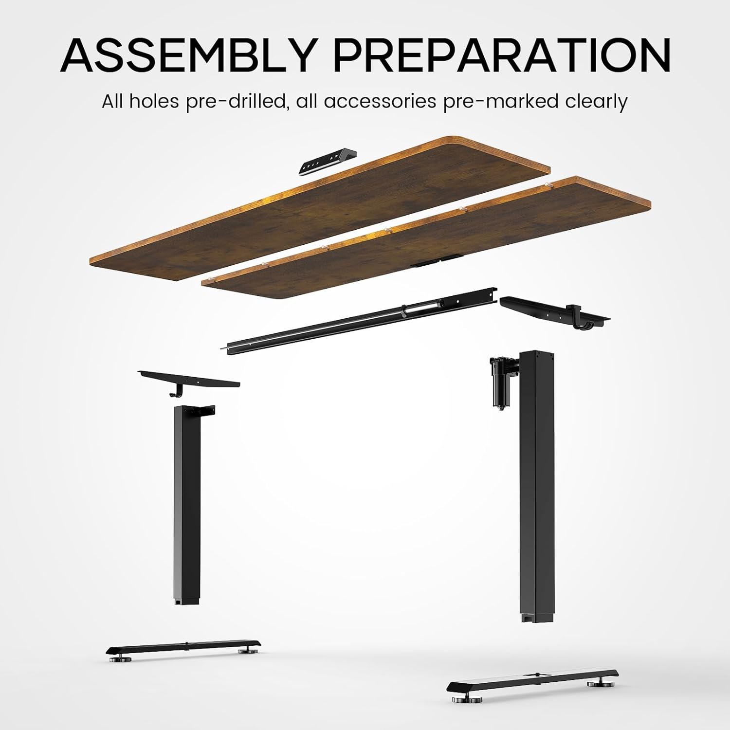 Veken | Electric Standing Desk | 63 Inch | Brown - aborderproducts
