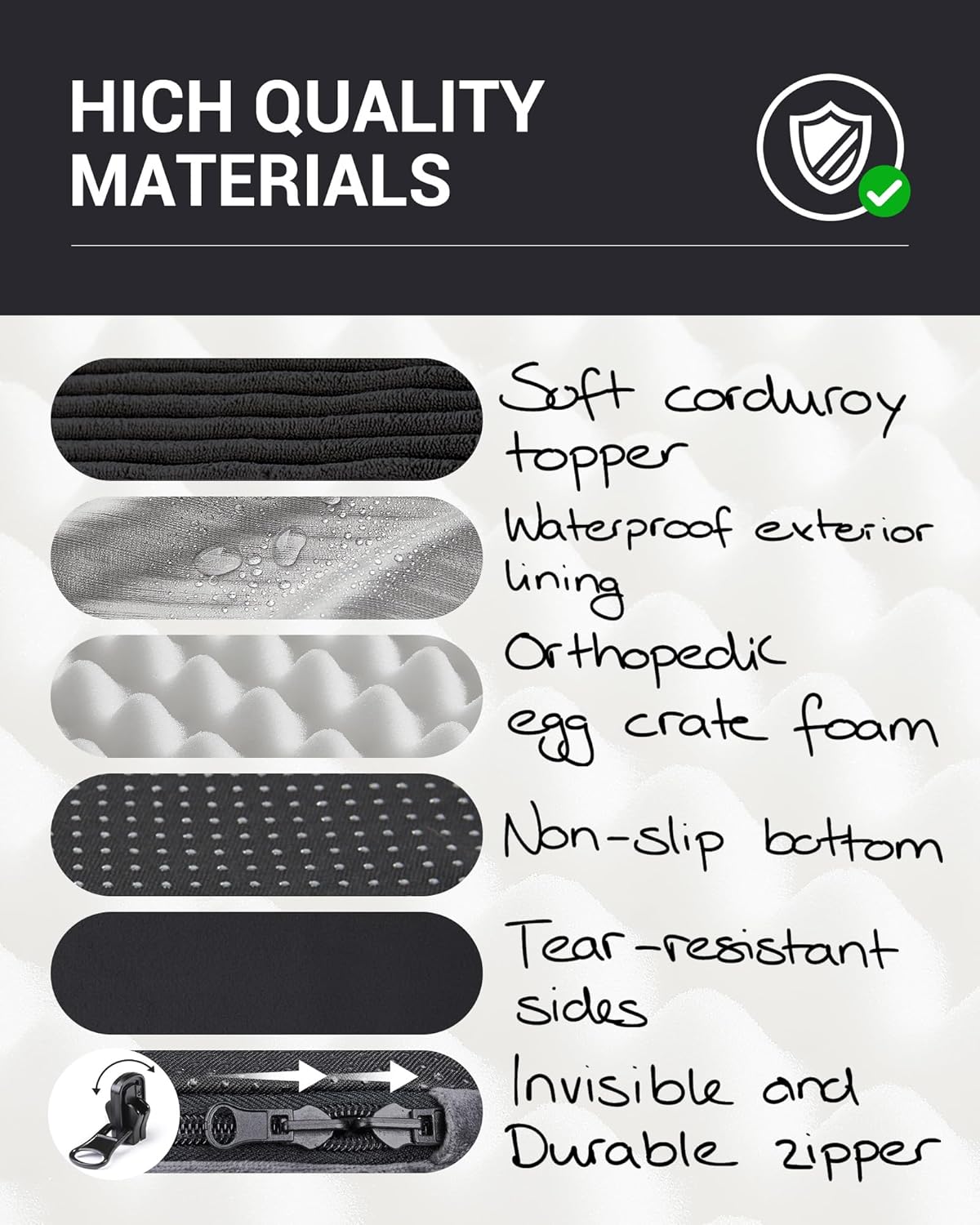 OhGeni | Dog Bed | 35 Inch | Black - aborderproducts
