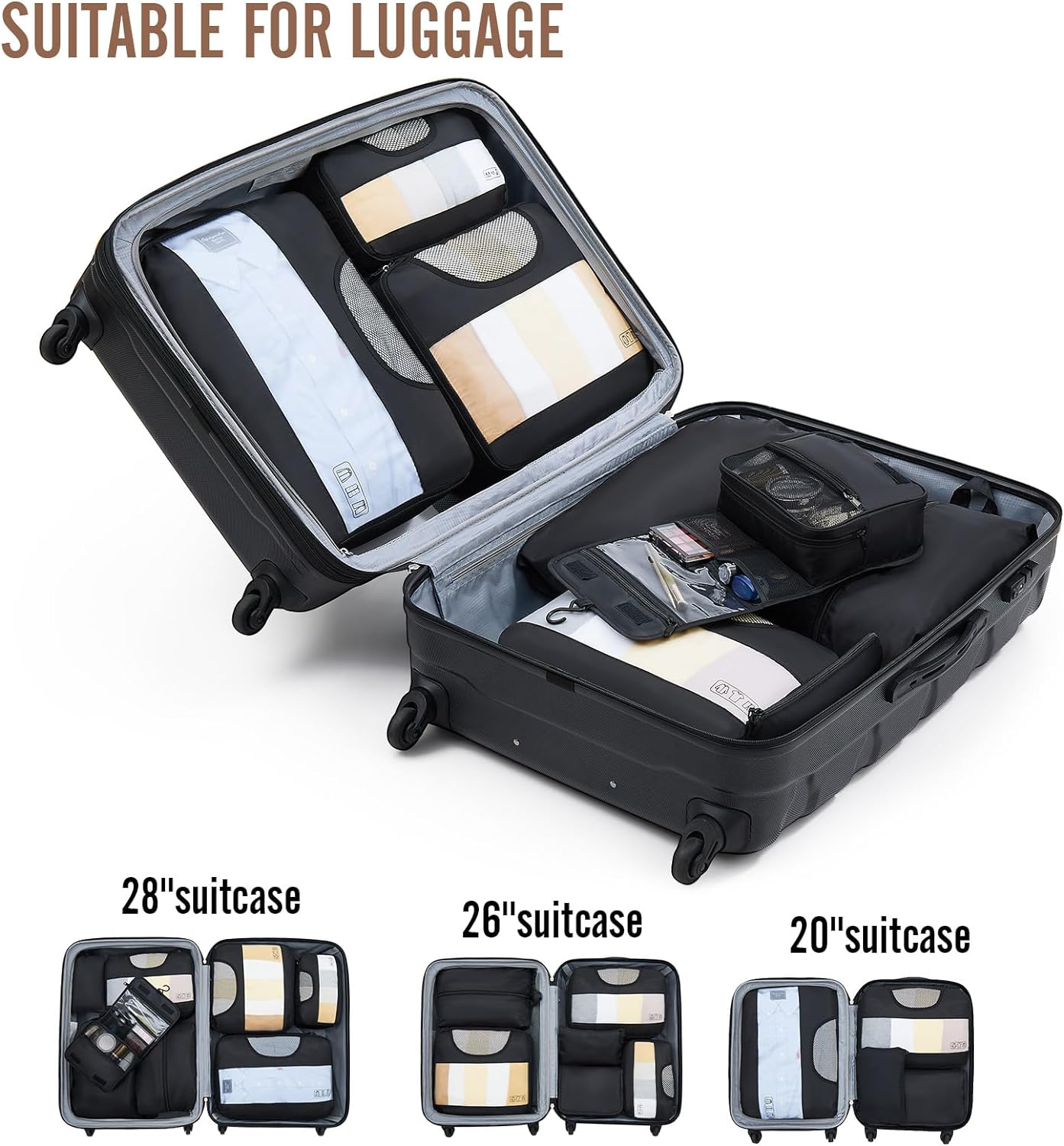 Veken | Packing Cubes | 8 Set | Black - aborderproducts