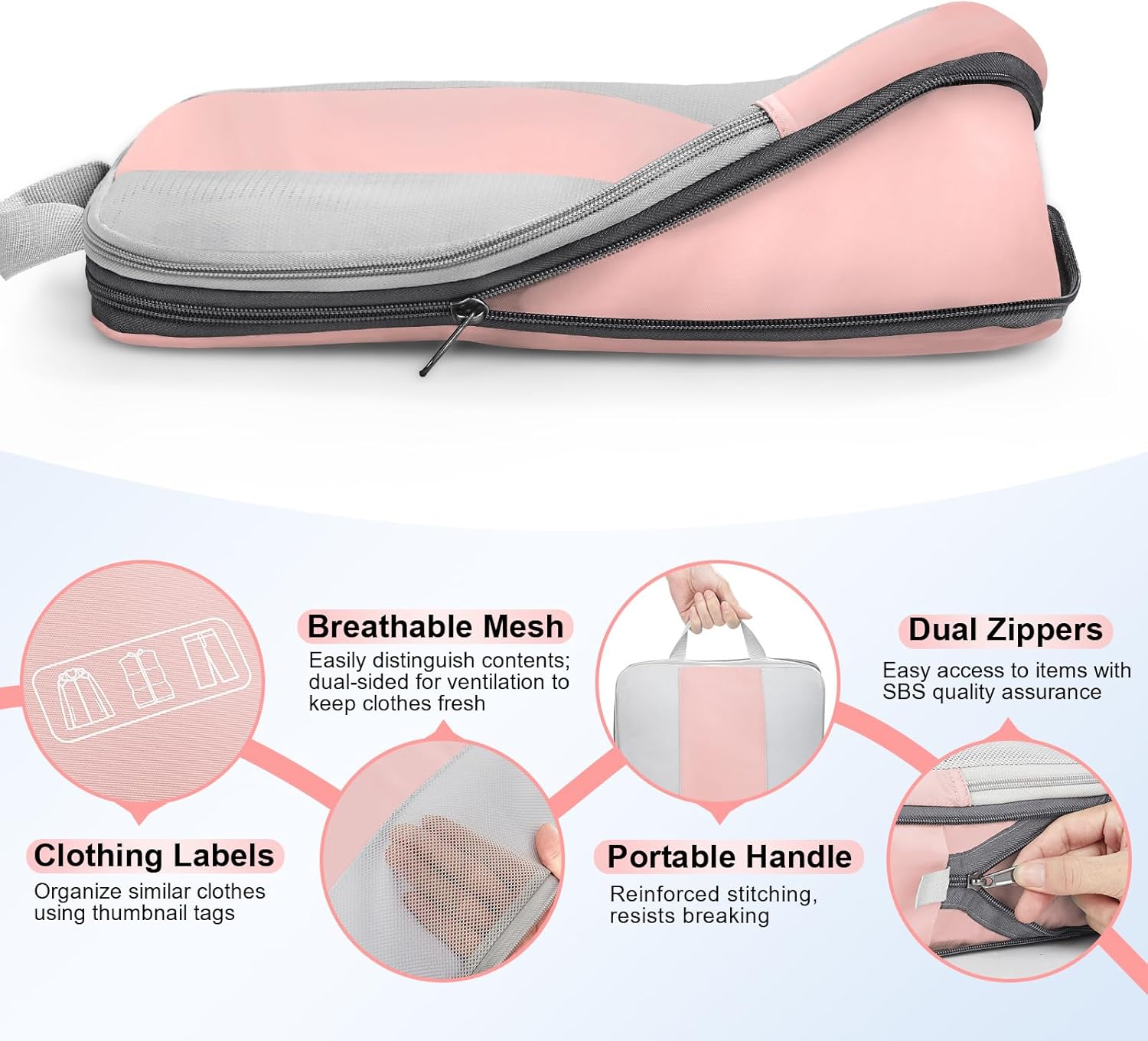 OlarHike | Compression Packing Cubes | 10 Sets | Pink - aborderproducts