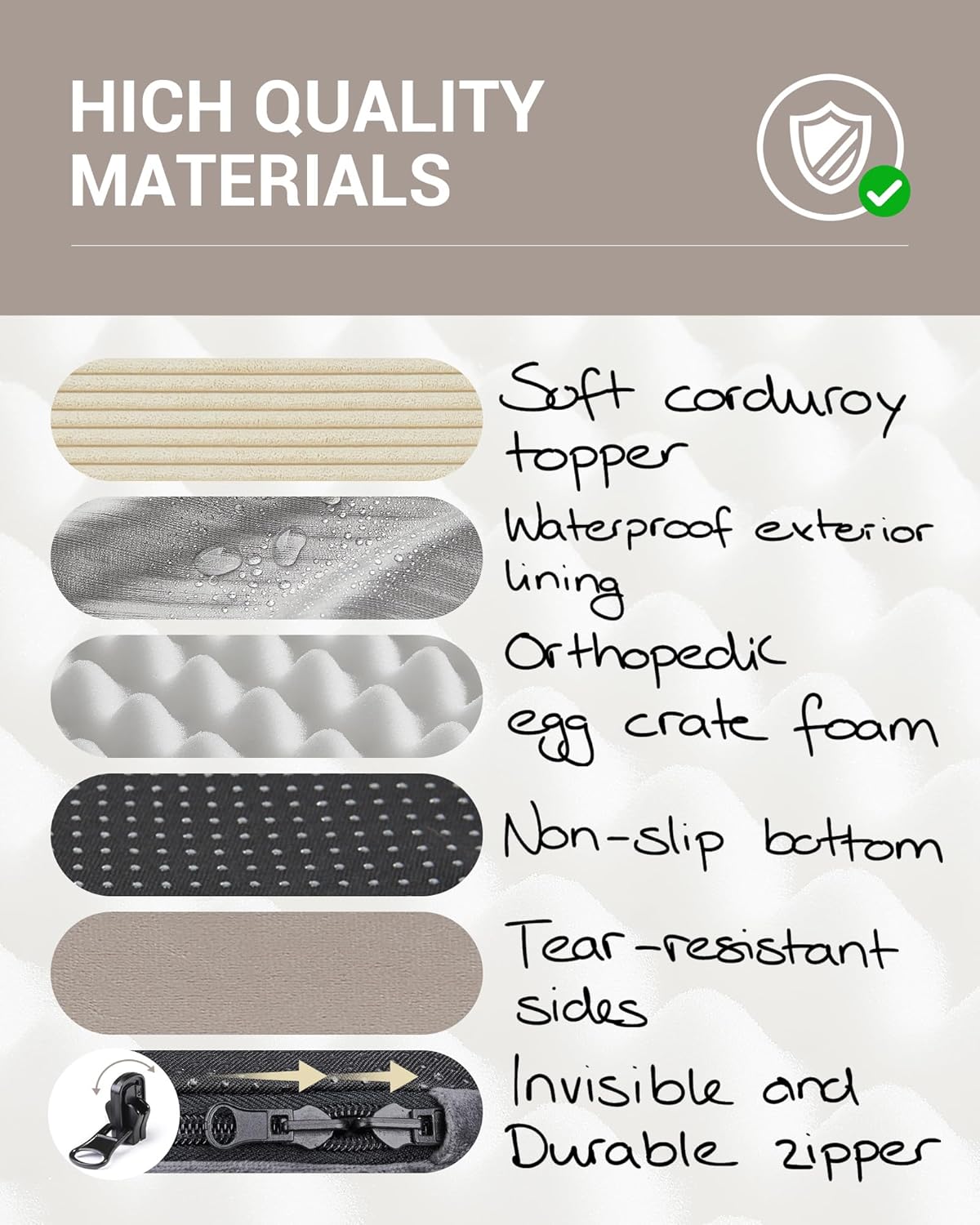 OhGeni | Dog Bed | 35 Inch | Khaki - aborderproducts