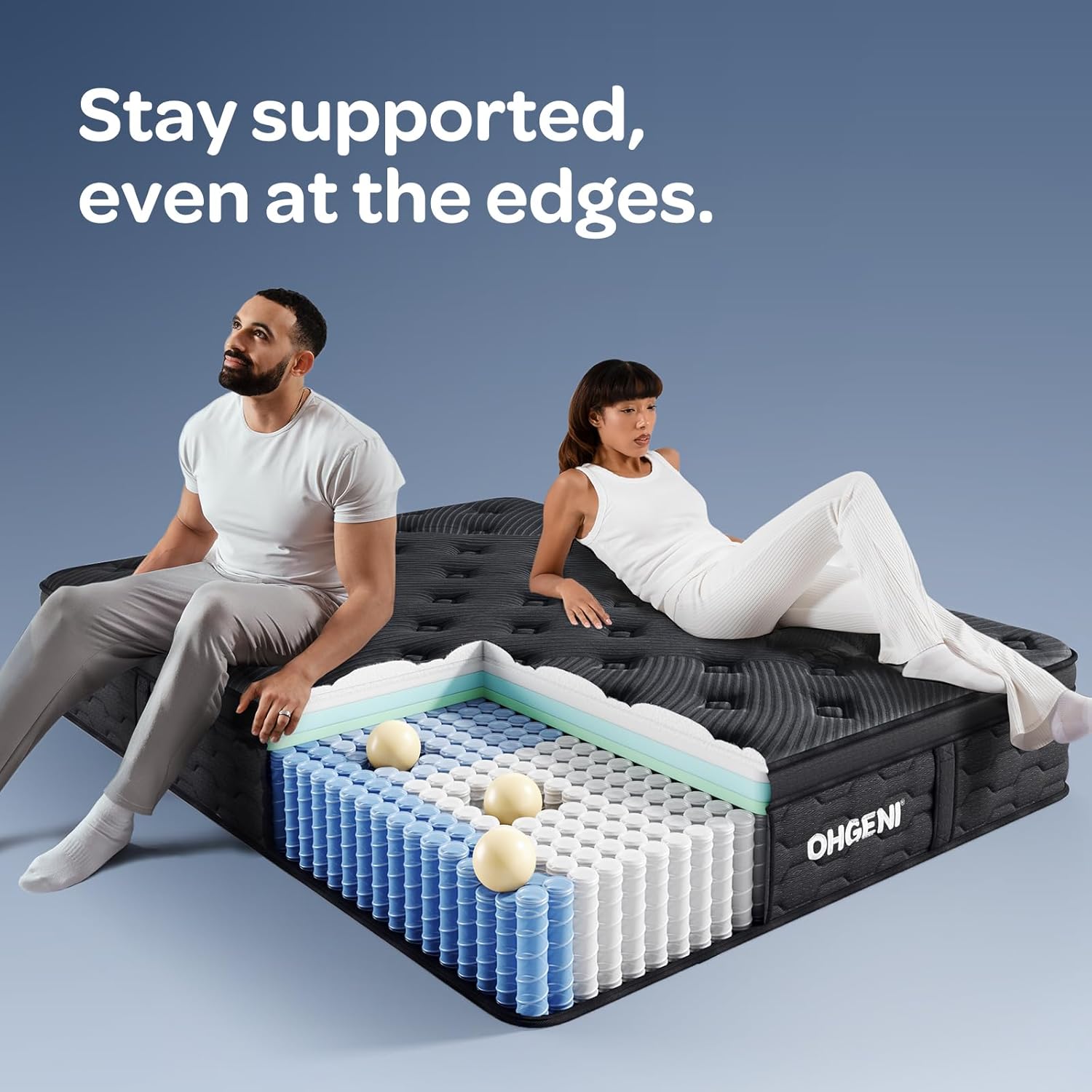 OhGeni | Hybrid Mattress | 10 Inch | Queen | Black