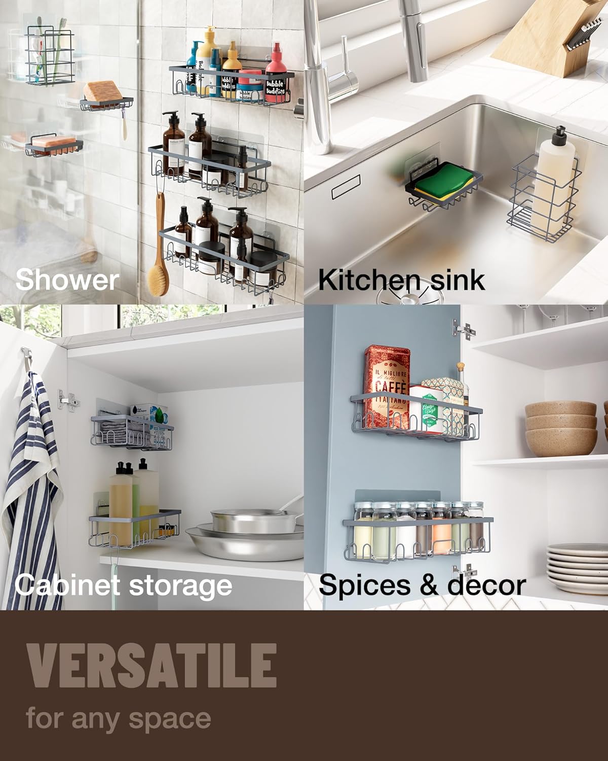 Veken | Shower Caddy | 6 Pack | Grey - aborderproducts