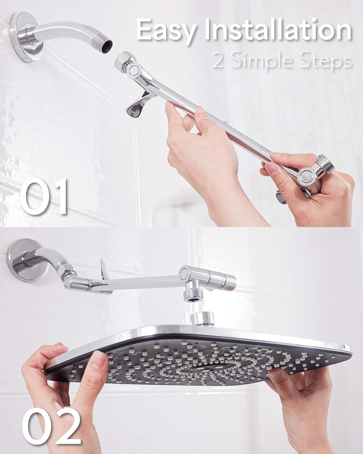 Veken Rain Shower Head,12 Inch Large Rainfall Showerhead-Chrome - aborderproducts