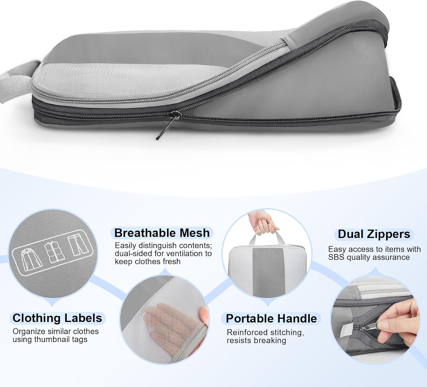 OlarHike | Compression Packing Cubes | 10 Sets | Grey