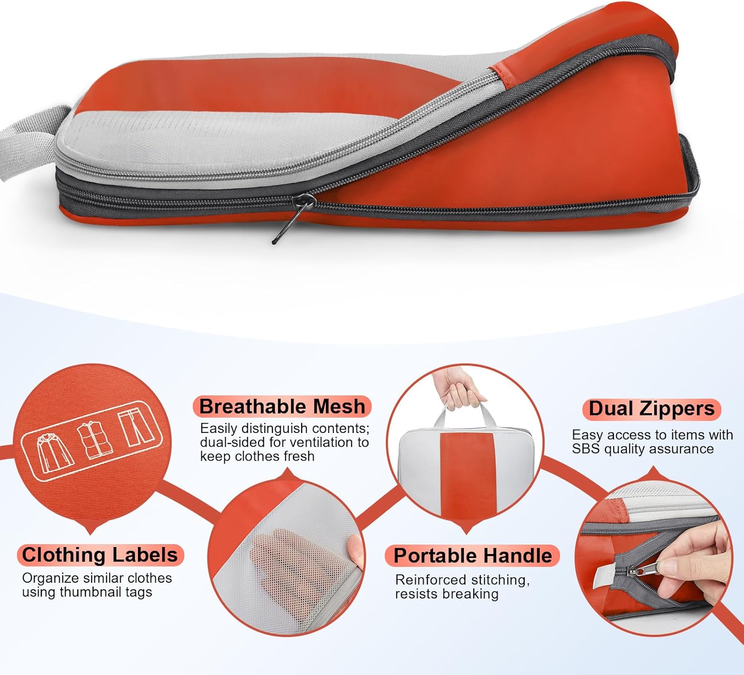OlarHike | Compression Packing Cubes | 10 Sets | Orange - aborderproducts