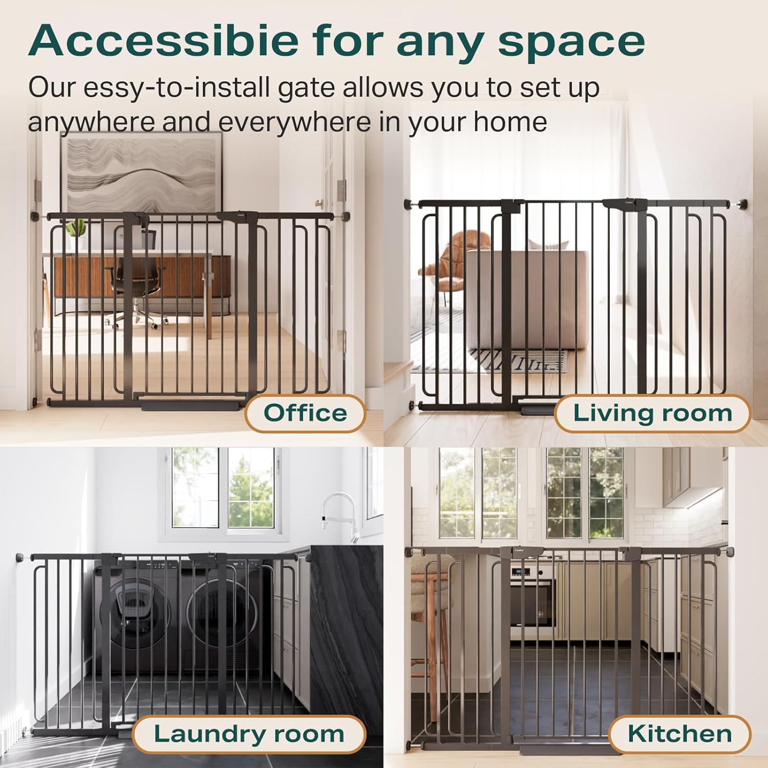 CUMBOR | SAFETY GATE | 29.7-57"W x 36"H | BLACK - aborderproducts