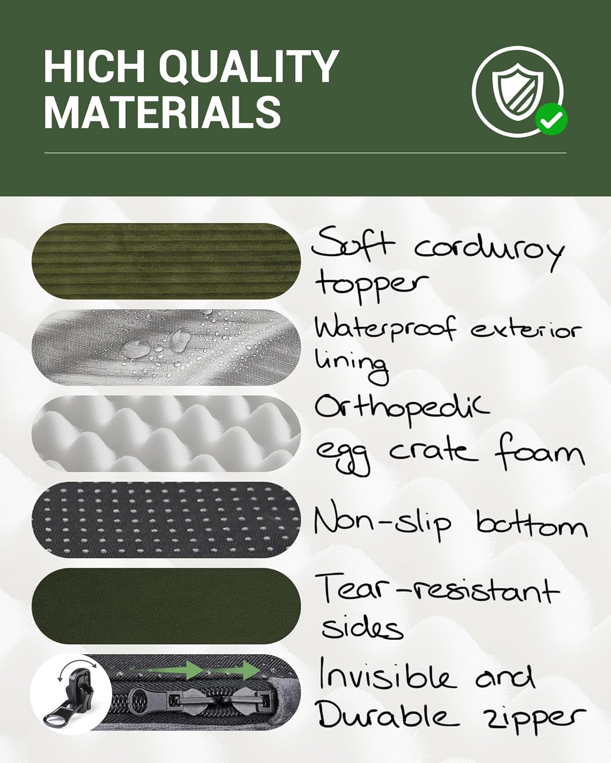 OhGeni | Dog Bed | 35 Inch | Dark Green - aborderproducts
