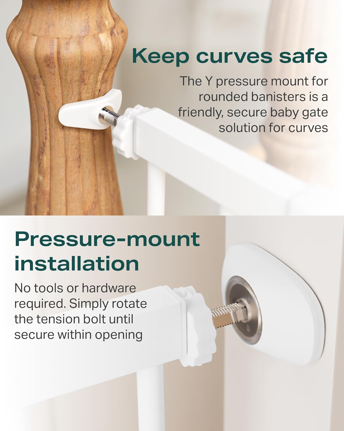 Cumbor | 2 Pack | 29.7"-51.5" x 30.5" | Baby Gate Extra Wide | White - aborderproducts