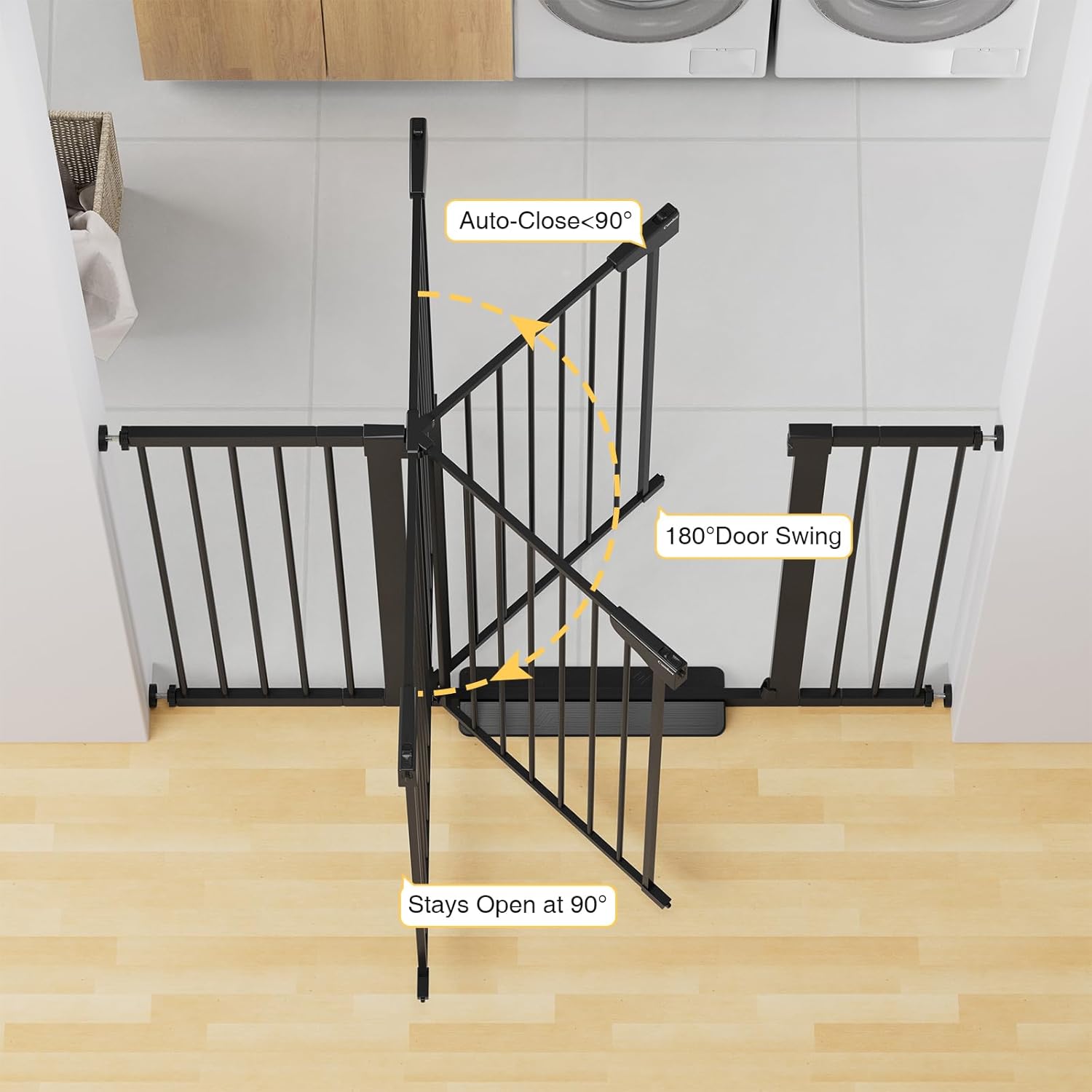 CUMBOR | SAFETY GATE | 29.7-54.2"W x 36"H | BLACK - aborderproducts