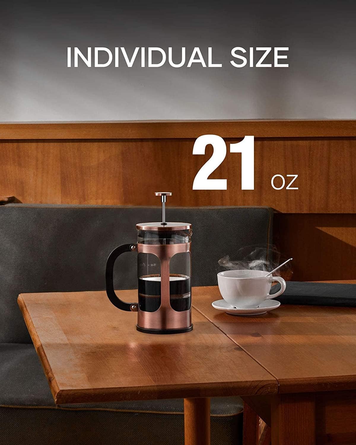 Coffee Canister With Airtight Lid | 21 oz | Copper | Bayka - aborderproducts